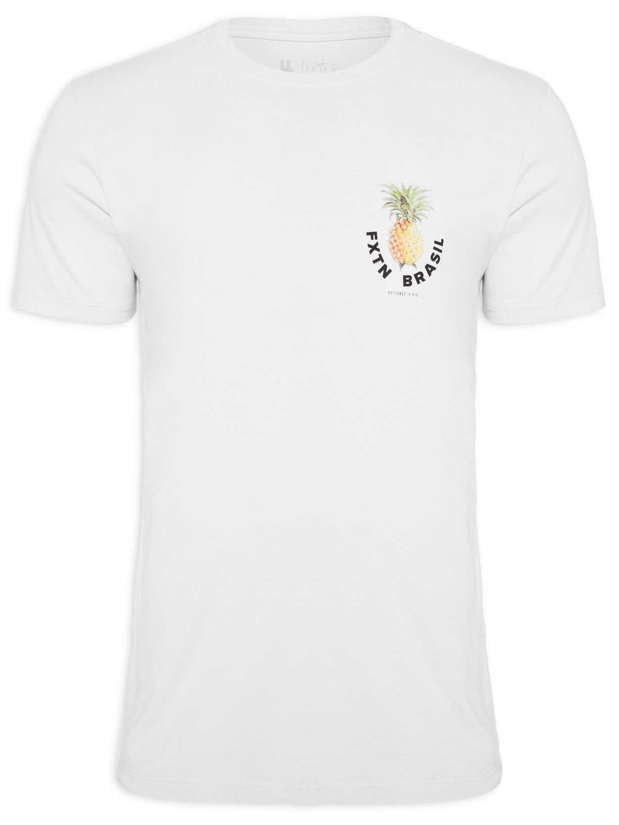 Camiseta Masculina Abacaxi Tropical Branco Foxton