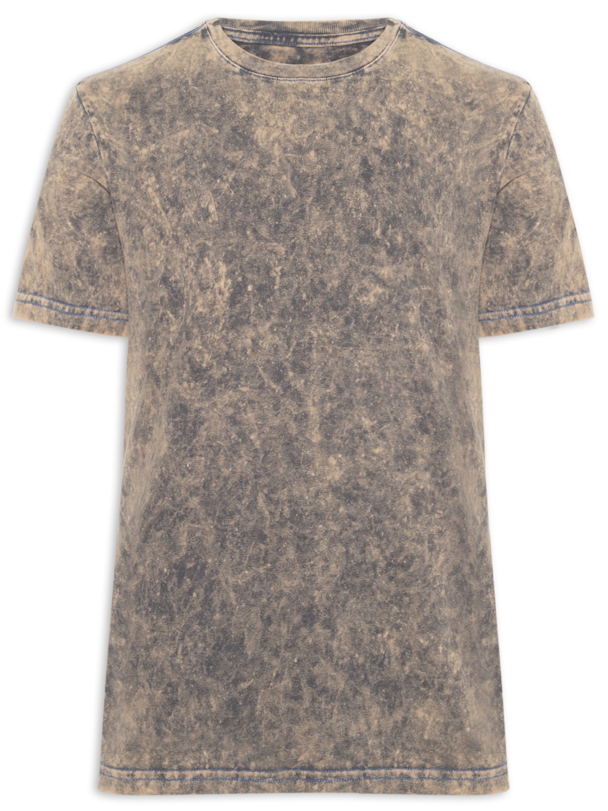 Camiseta Masculina Acid Rust Contrast Stitch Manga Curta - Marrom