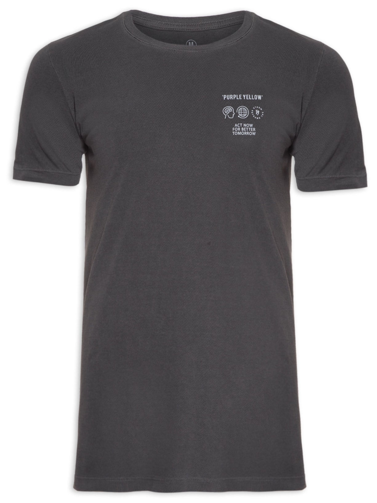 Camiseta Masculina Act Now Cinza Purple Yellow