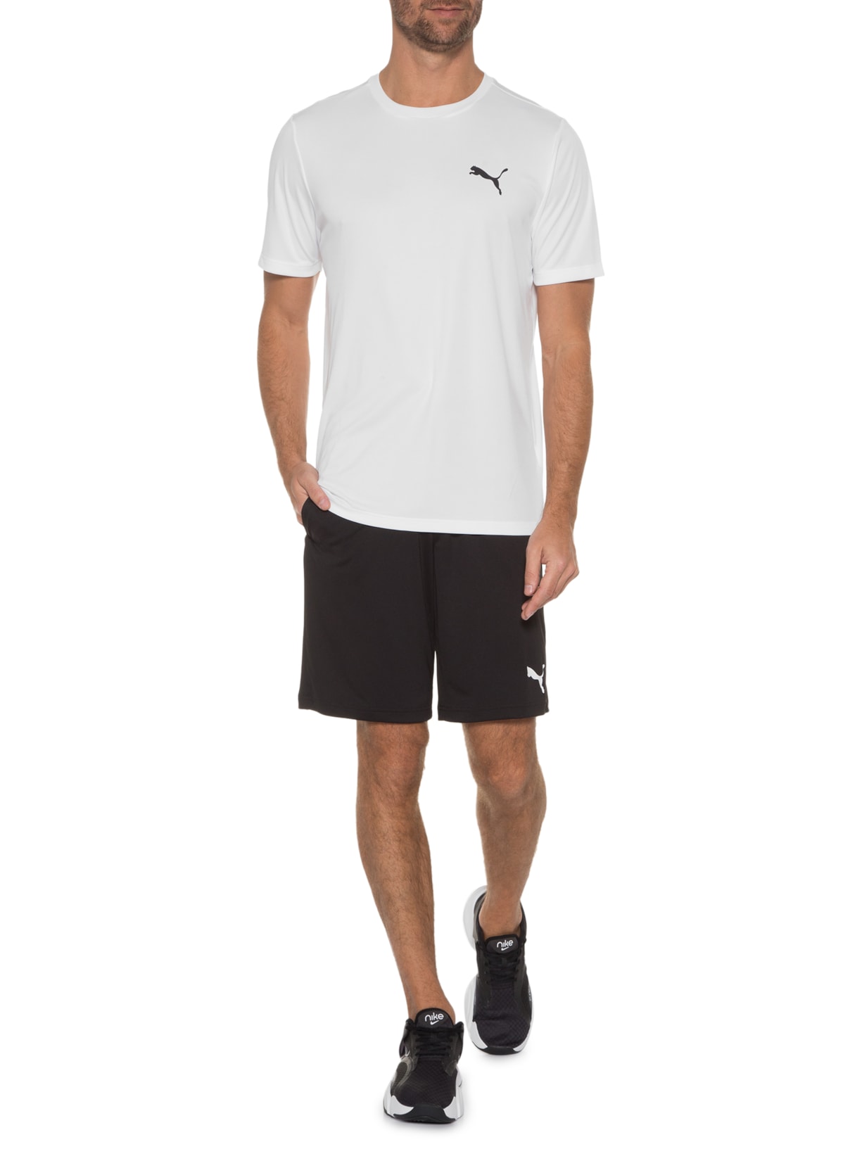 Camiseta Masculina Active Small Logo Tee Branco Puma