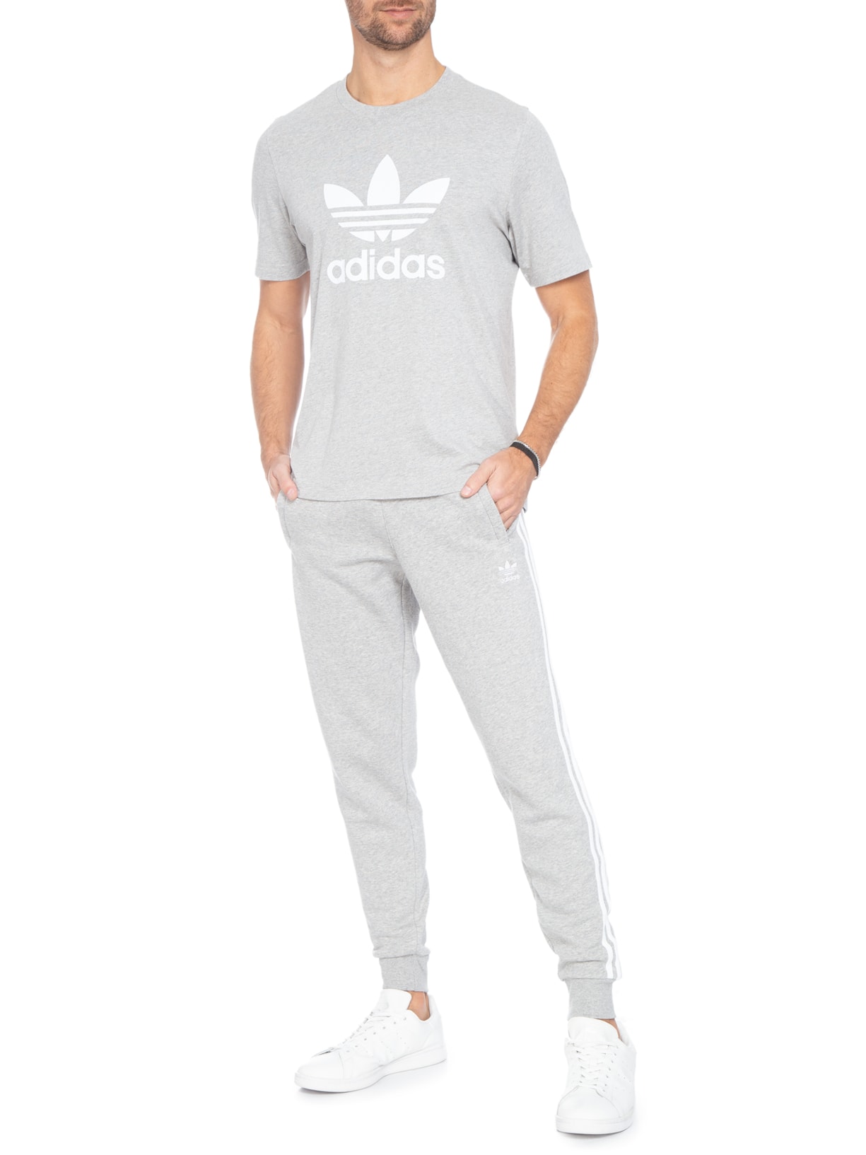 Camiseta Masculina Adicolor Classics Trefoil Cinza Adidas Originals