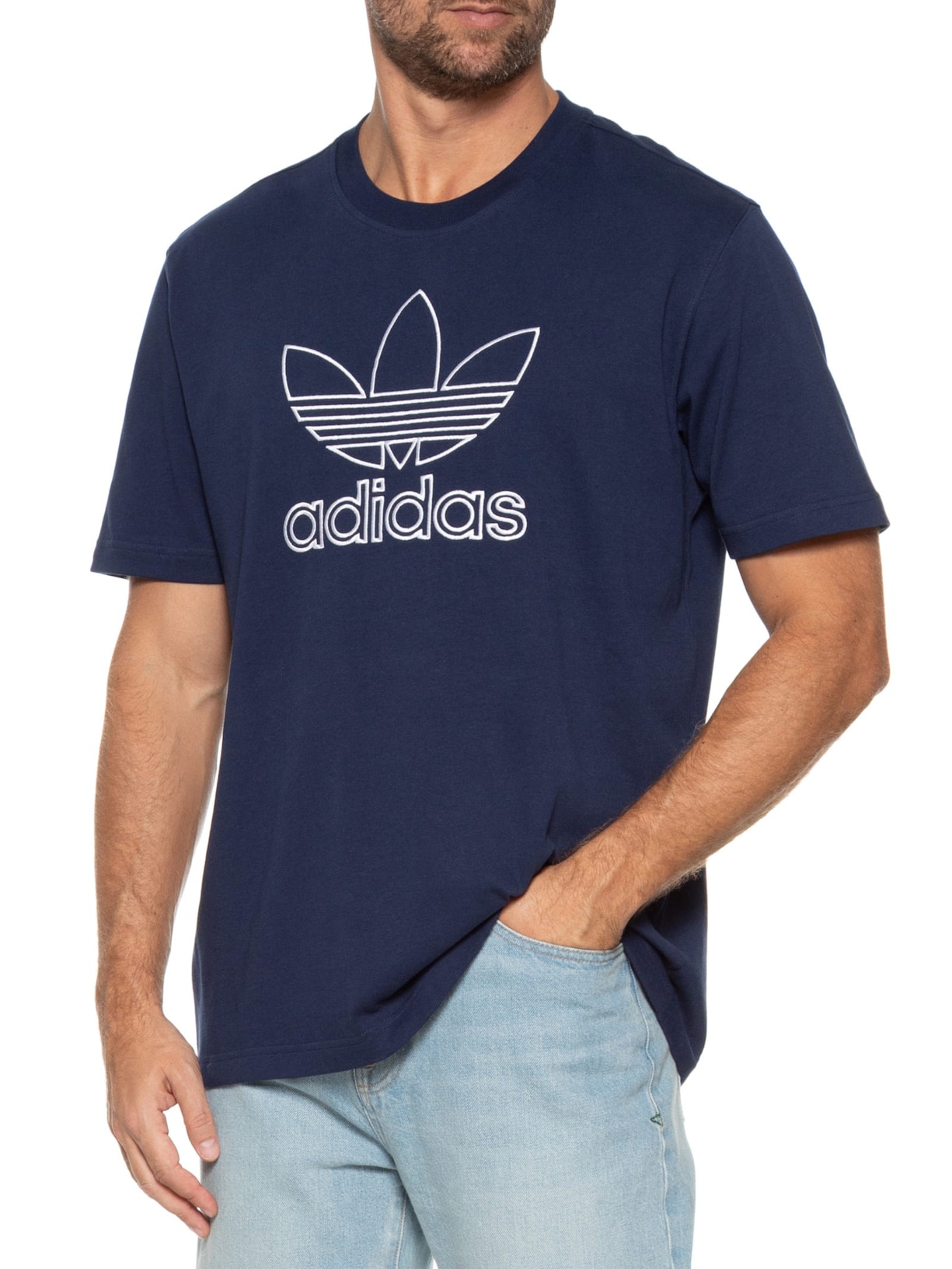 Camiseta Masculina Adicolor Outline Trefoil Azul Adidas Originals