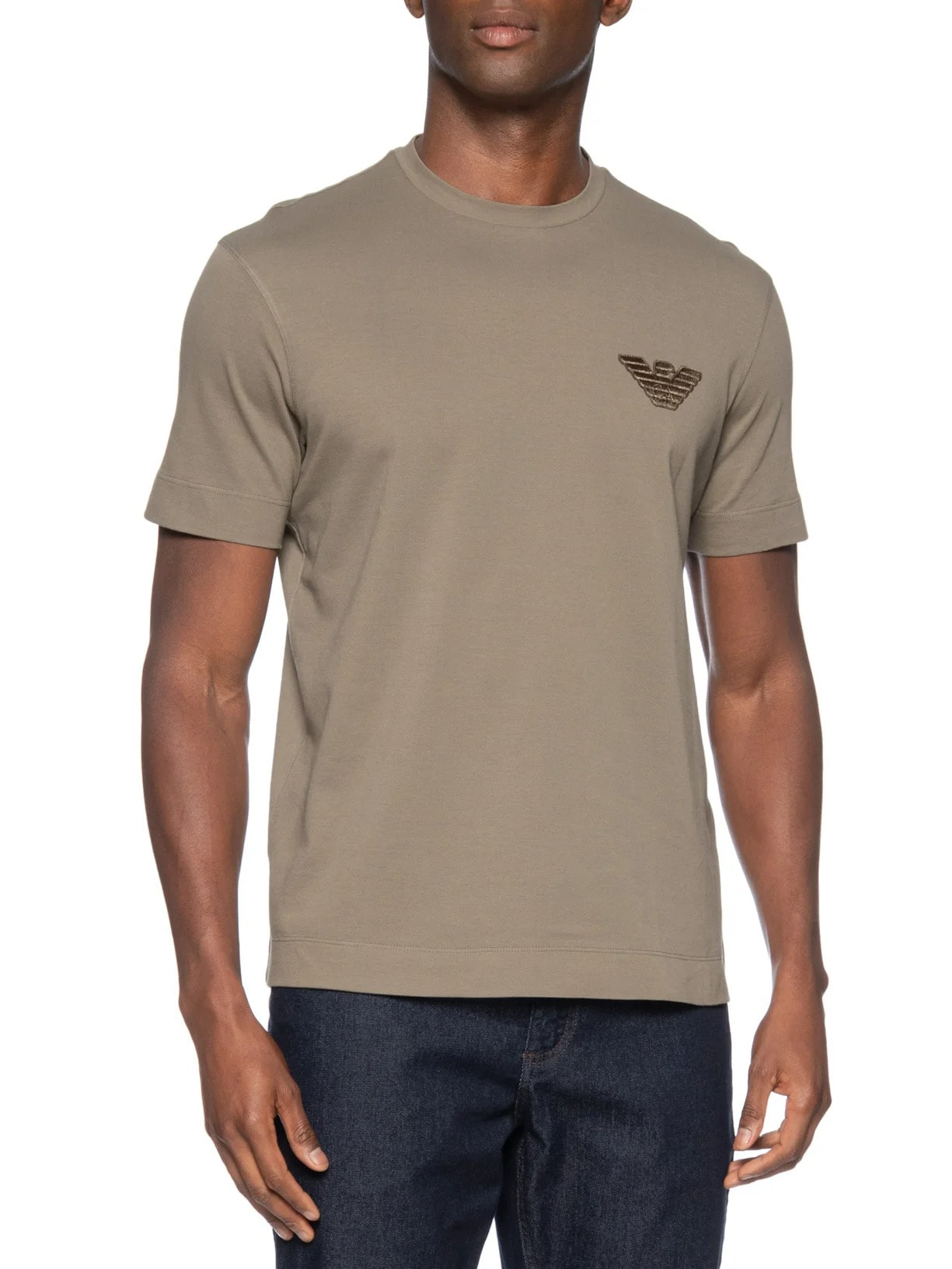 Camiseta Masculina Aguia EA Bordado Bege Emporio Armani