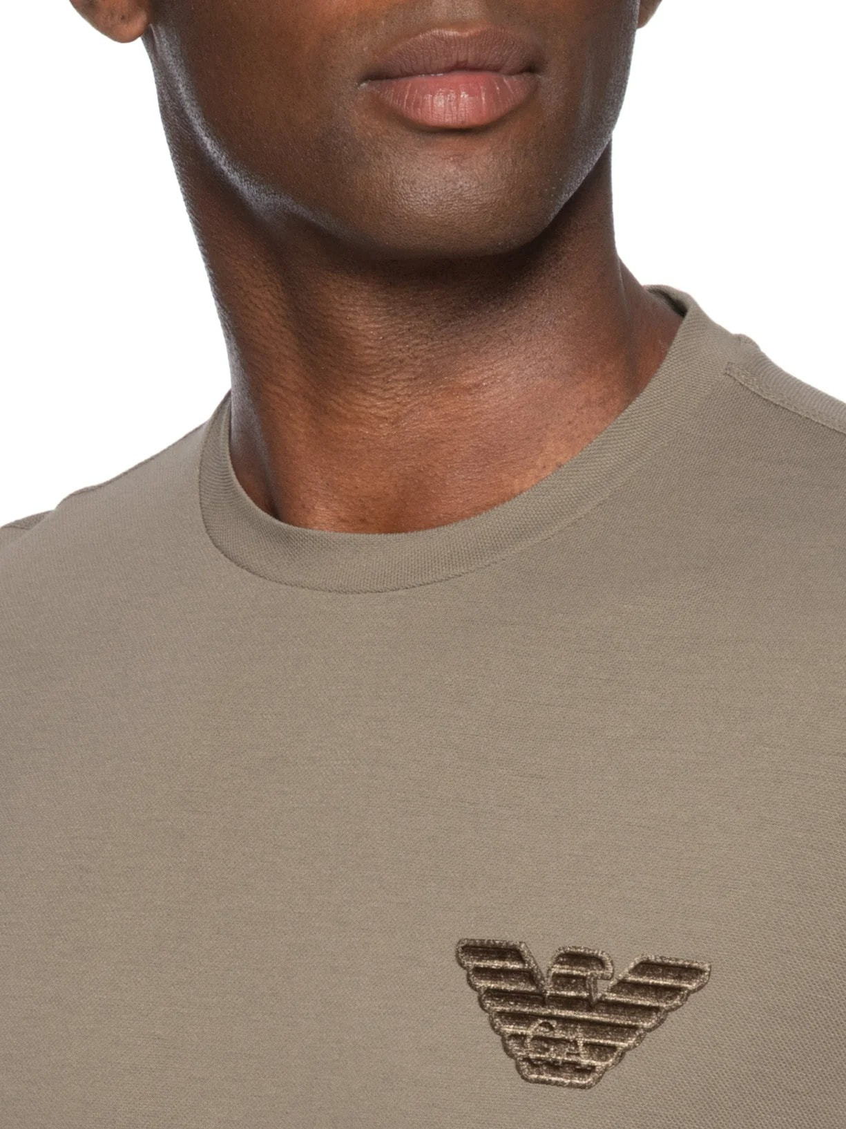 Camiseta Masculina Aguia EA Bordado Bege Emporio Armani