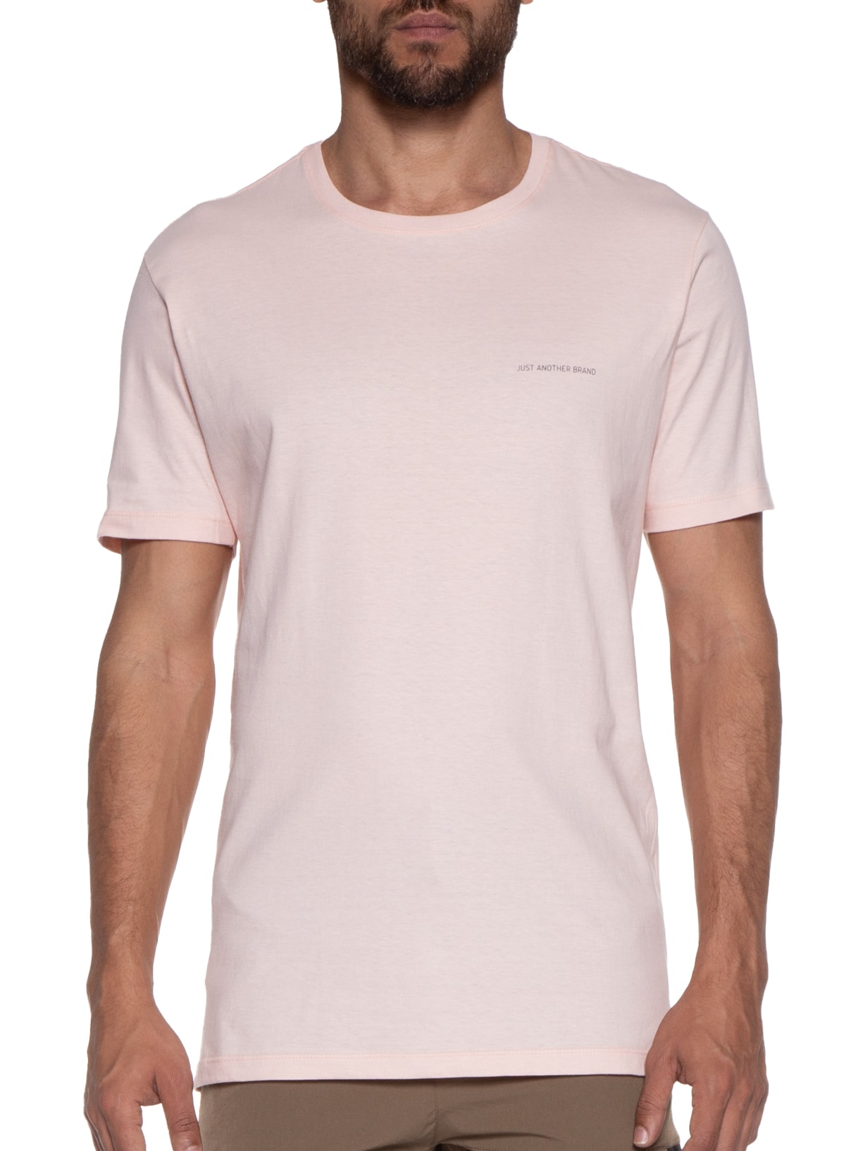 Camiseta Masculina Algodão Básica Logo Rosa Jab