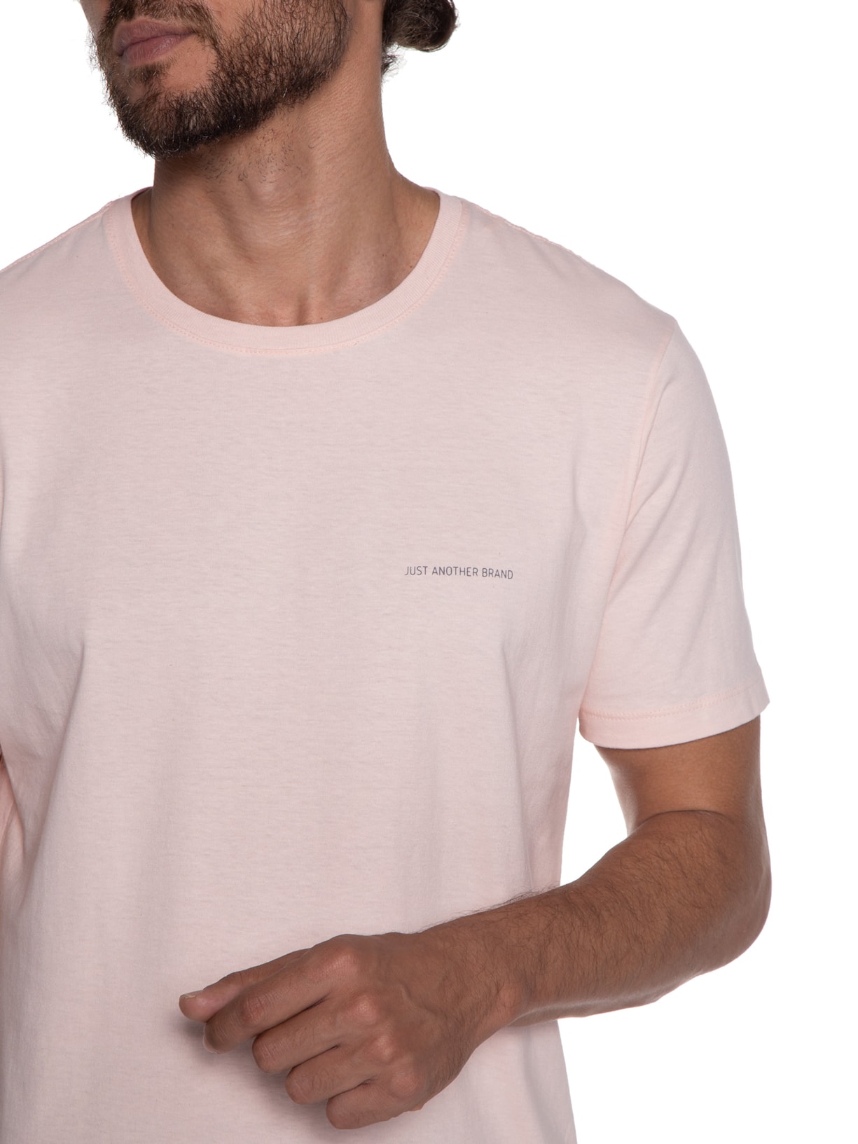 Camiseta Masculina Algodão Básica Logo Rosa Jab