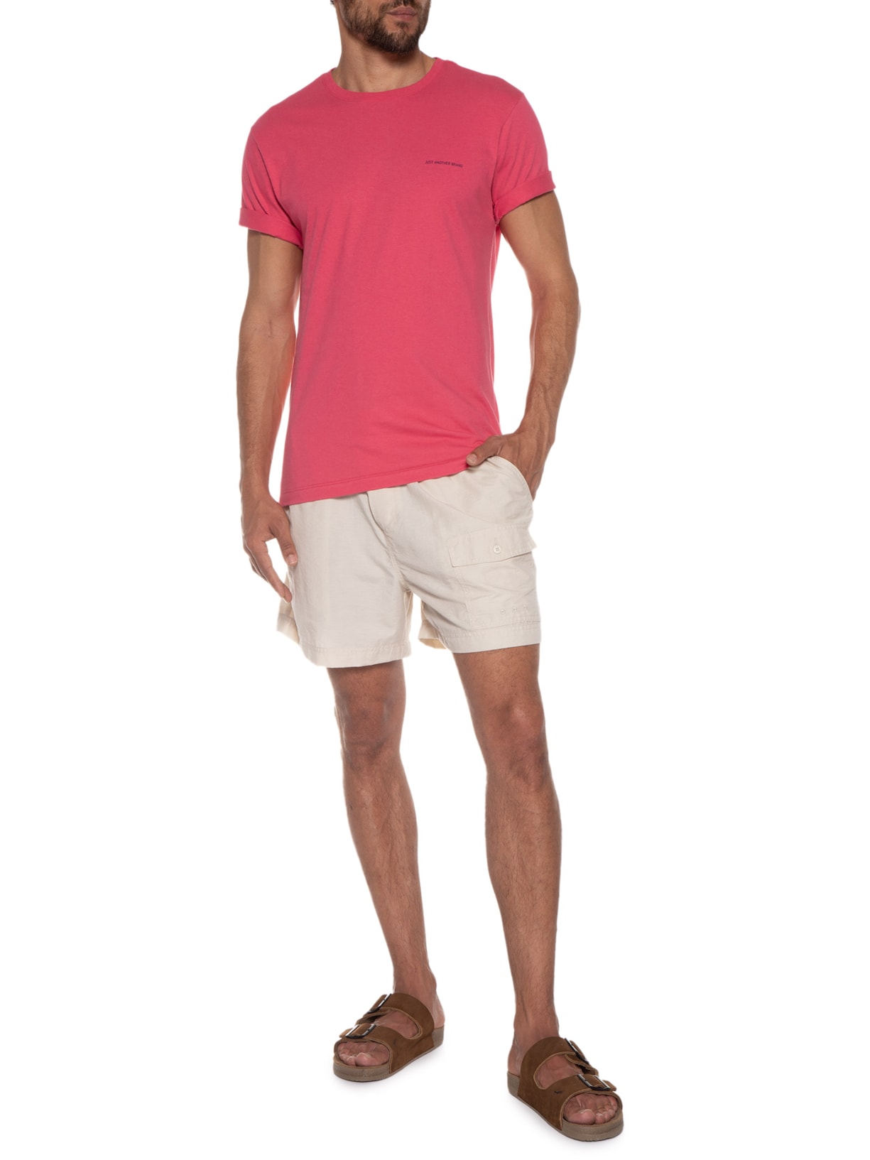 Camiseta Masculina Algodão Básica Logo Vermelho Jab