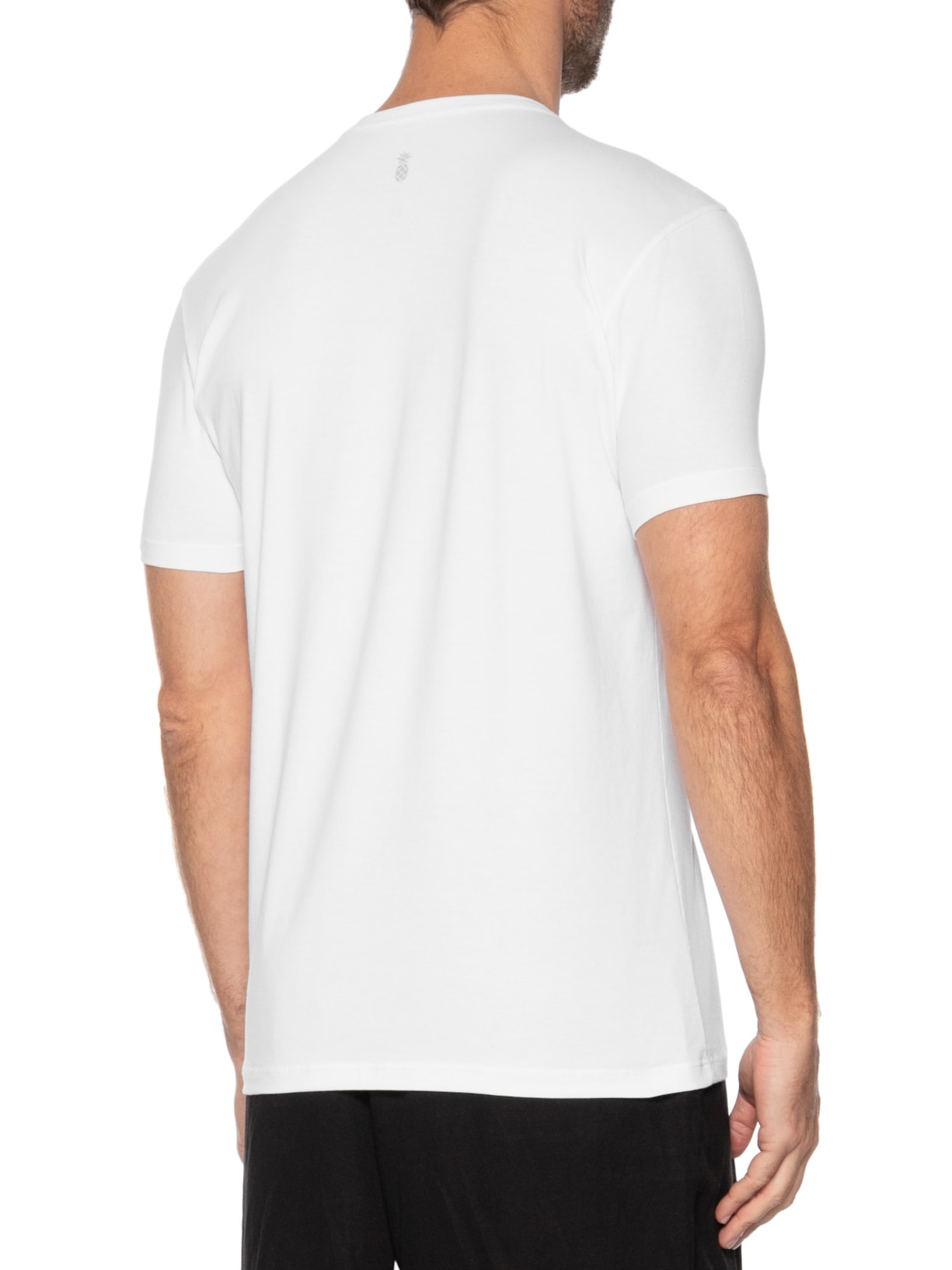 Camiseta Masculina Algodão Egípcio Branco Pineapple