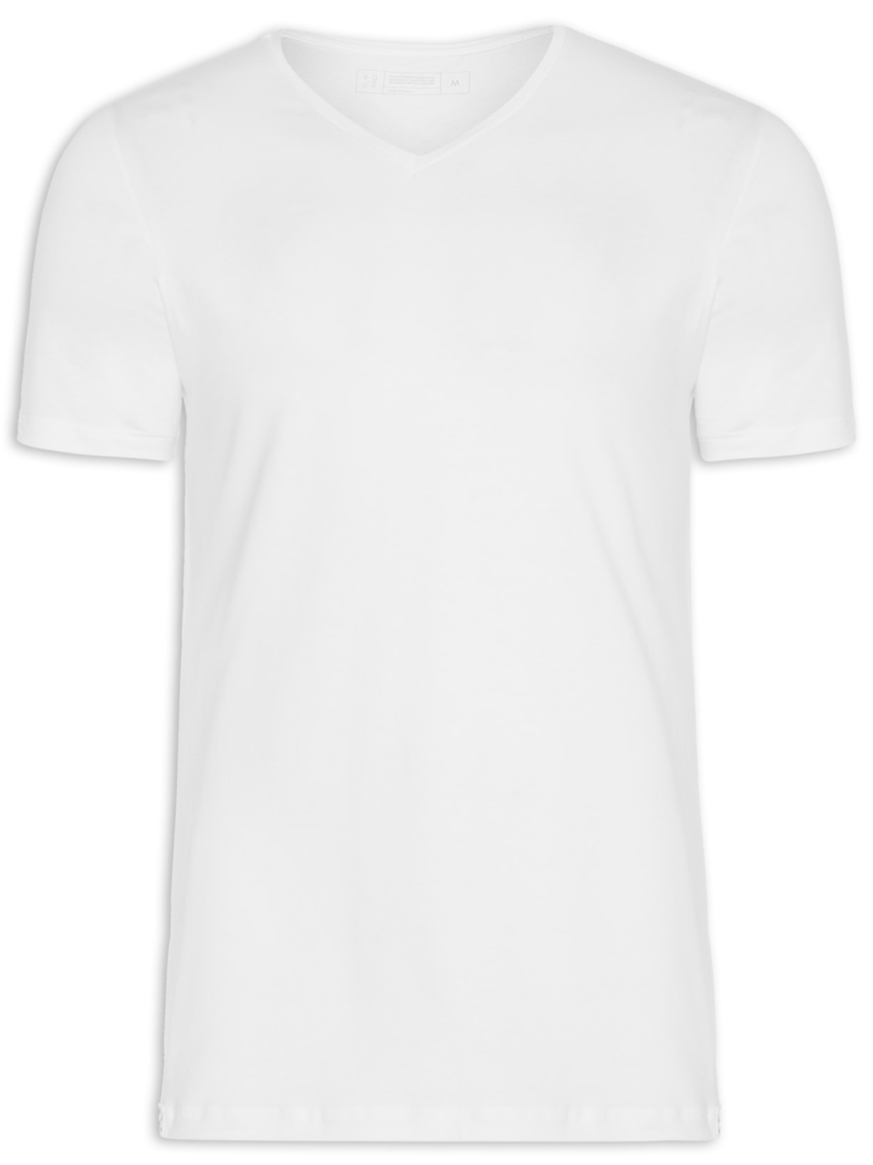 Camiseta Masculina Algodão Egípcio Gola V - Branco