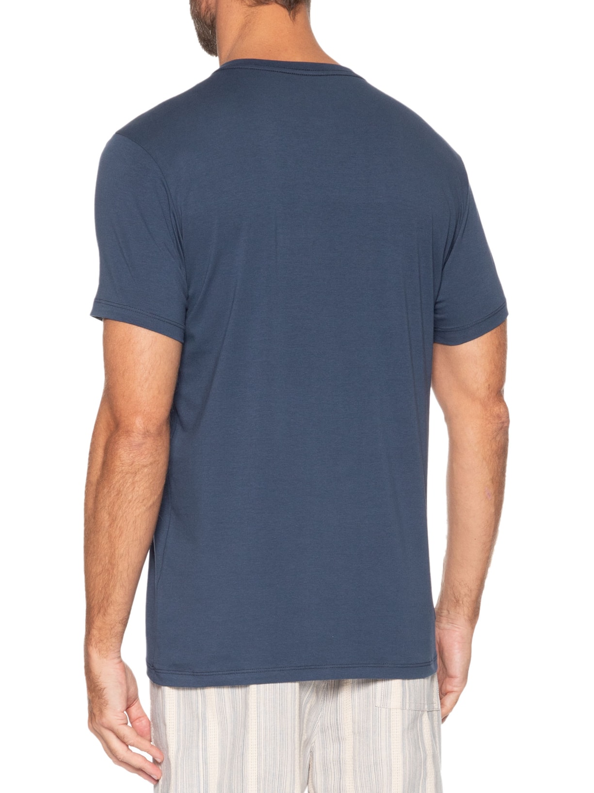 Camiseta Masculina Algodão Egípcio Stretch Azul Pineapple