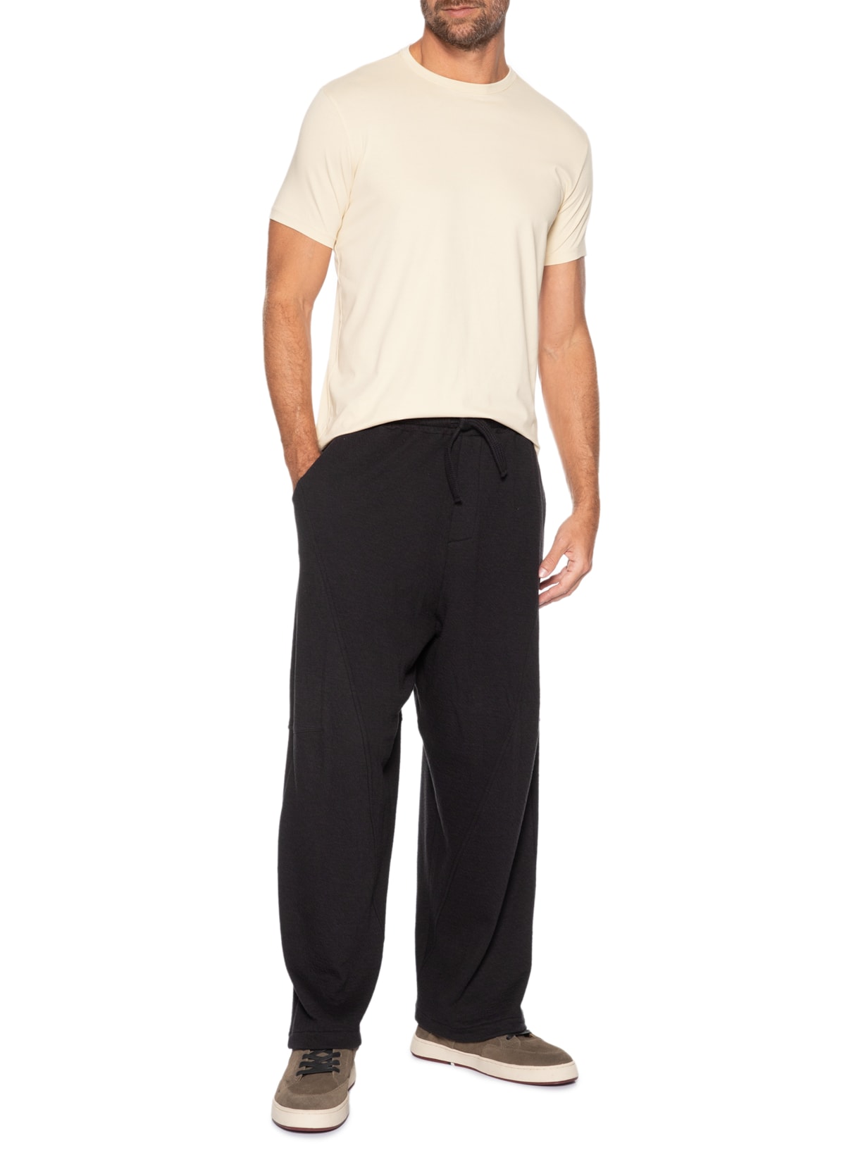 Camiseta Masculina Algodão Egípcio Stretch Bege Pineapple
