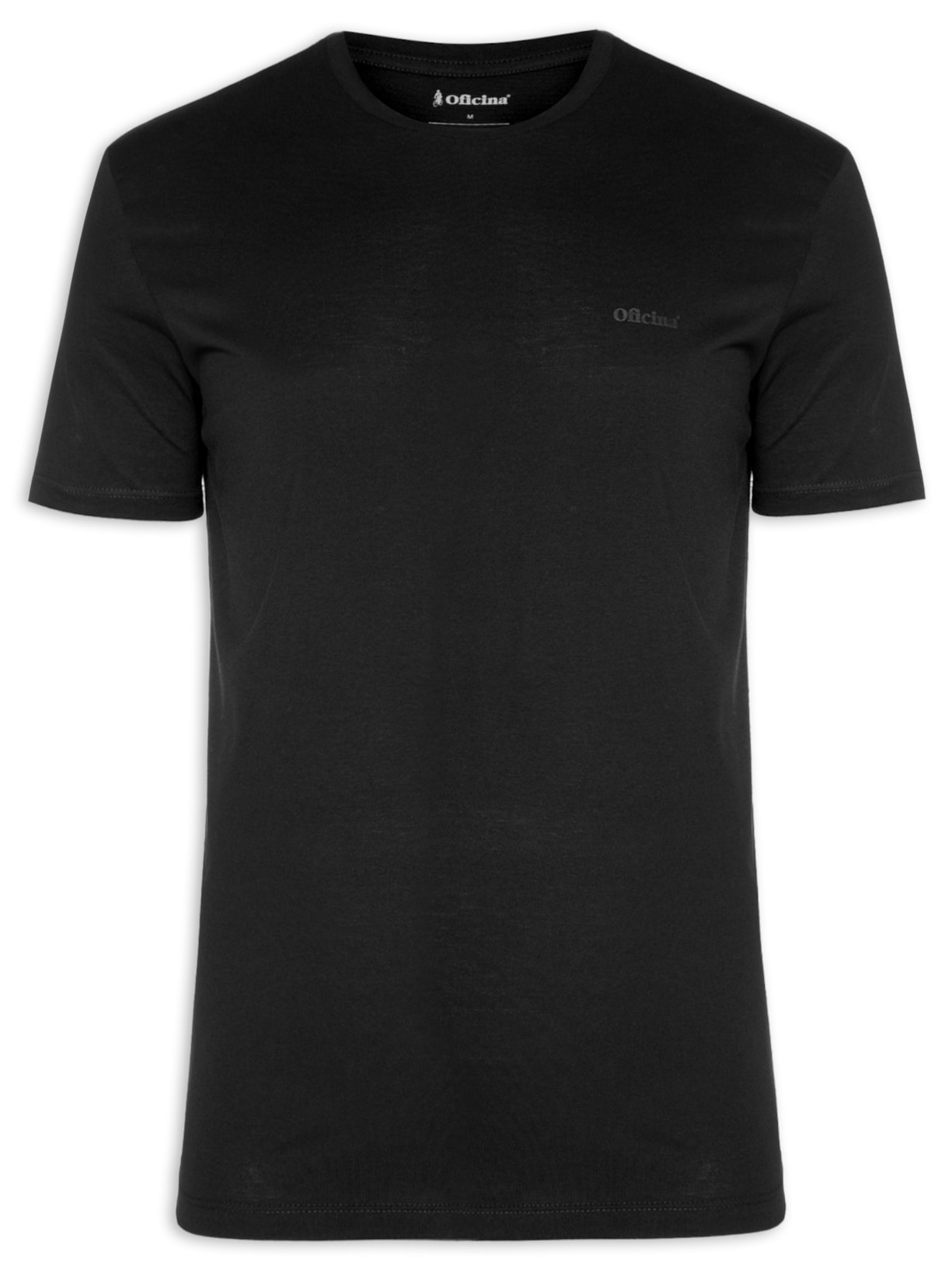 Camiseta Masculina Algodão Oficina Manga Curta - Preto