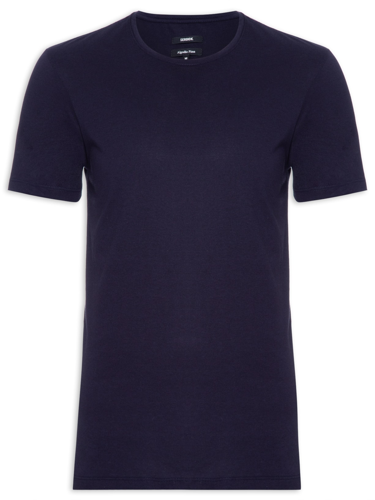 Camiseta Masculina Algodão Pima Gola Careca - Azul