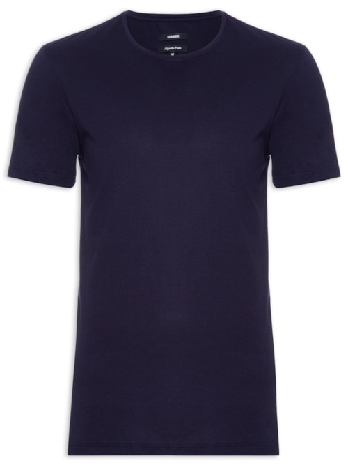 Camiseta Masculina Algodão Pima Gola Careca - Azul