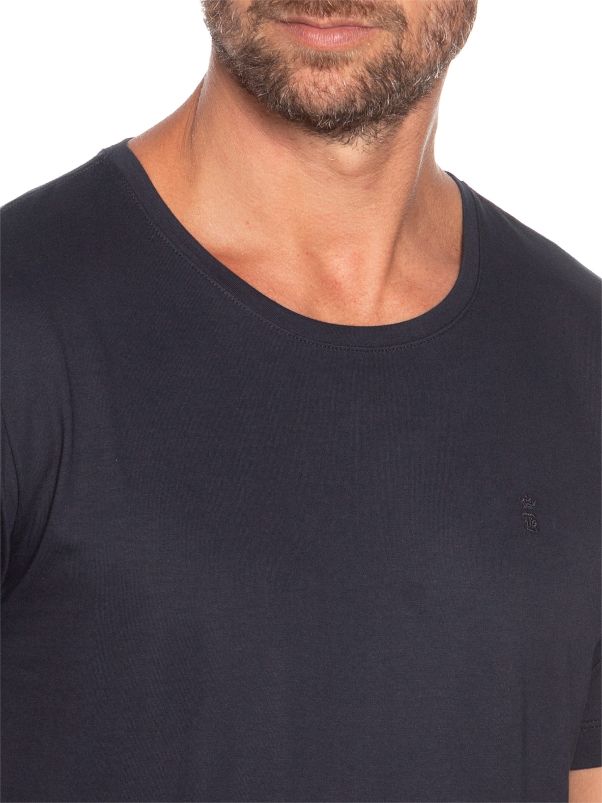 Camiseta Masculina Algodão Pima Gola Careca Azul Sergio K