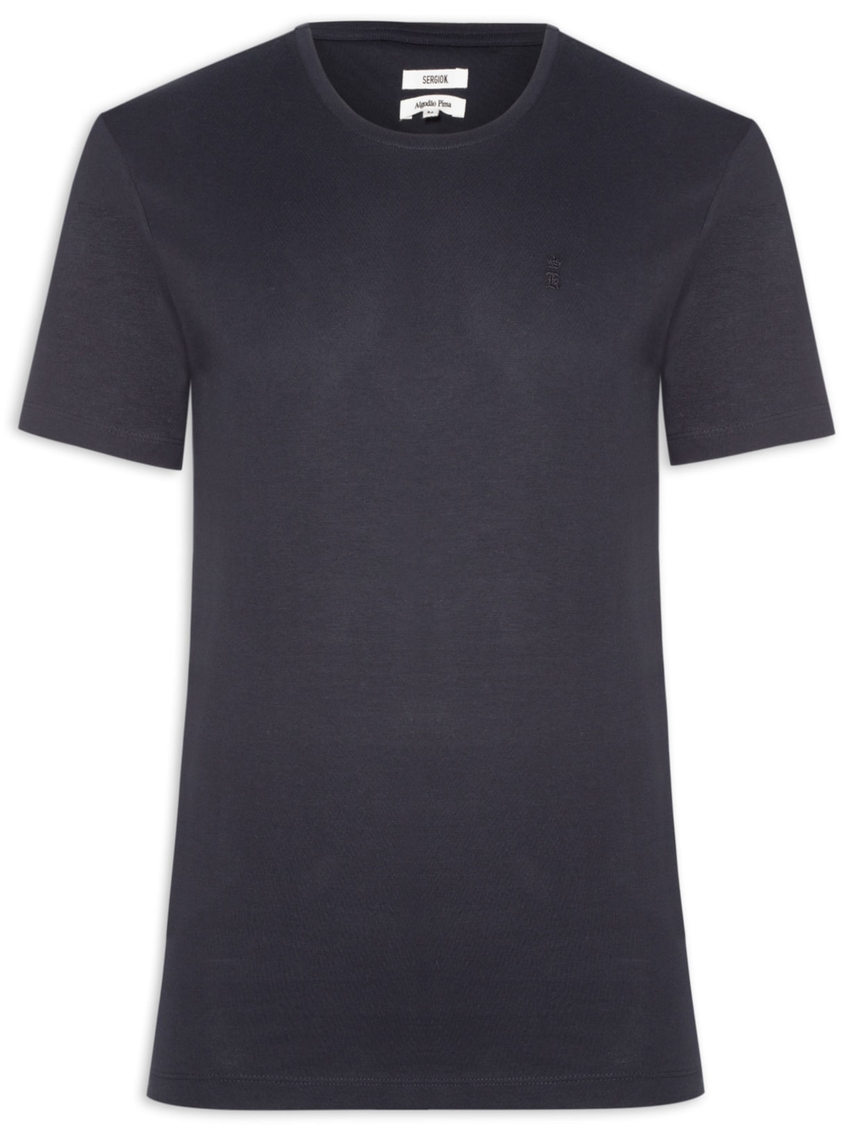 Camiseta Masculina Algodão Pima Gola Careca - Azul