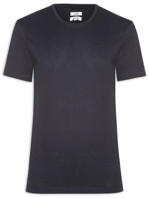Camiseta Masculina Algodão Pima Gola Careca - Azul