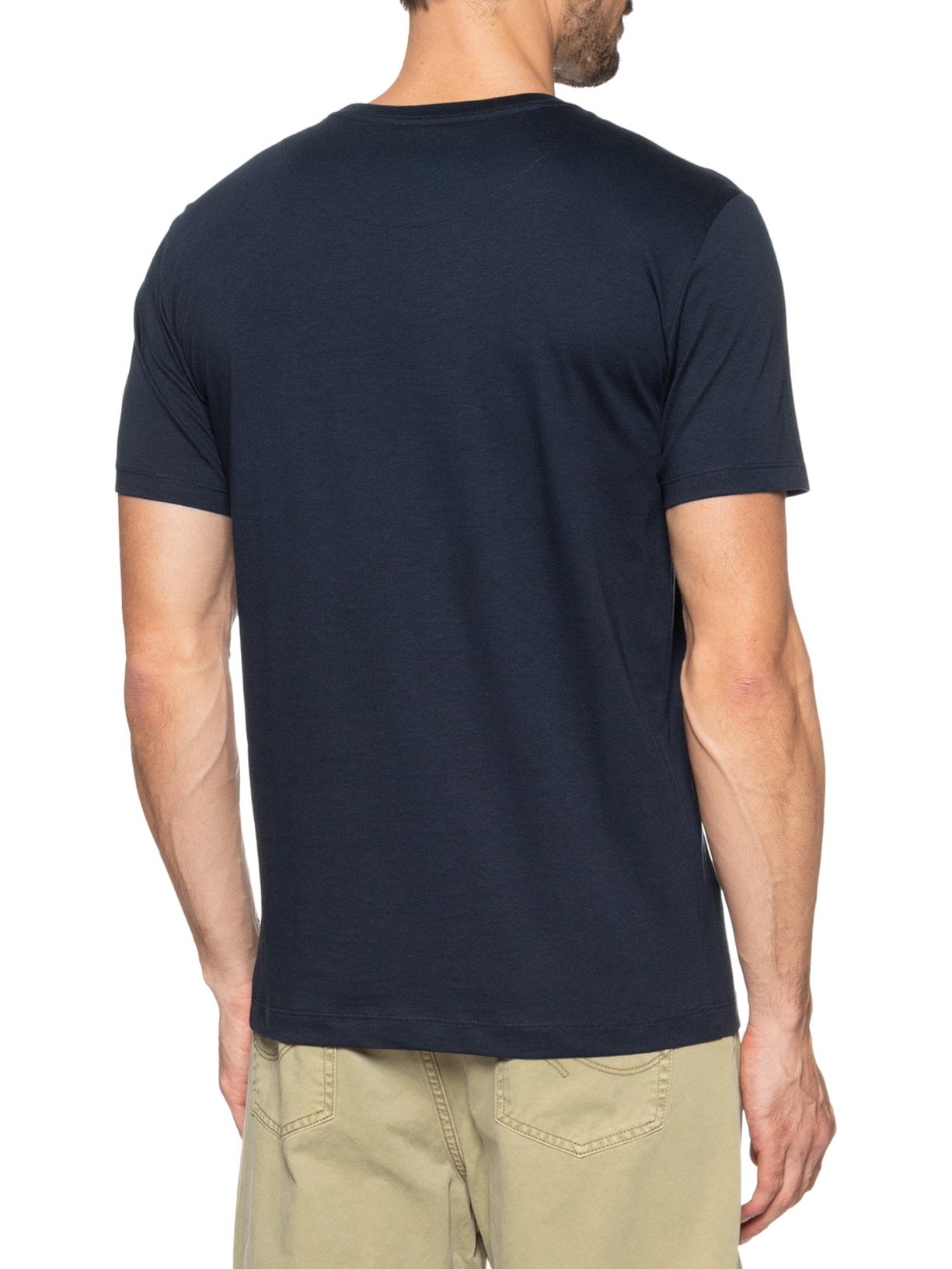 Camiseta Masculina Algodão Pima Gola Careca Azul Sergio K