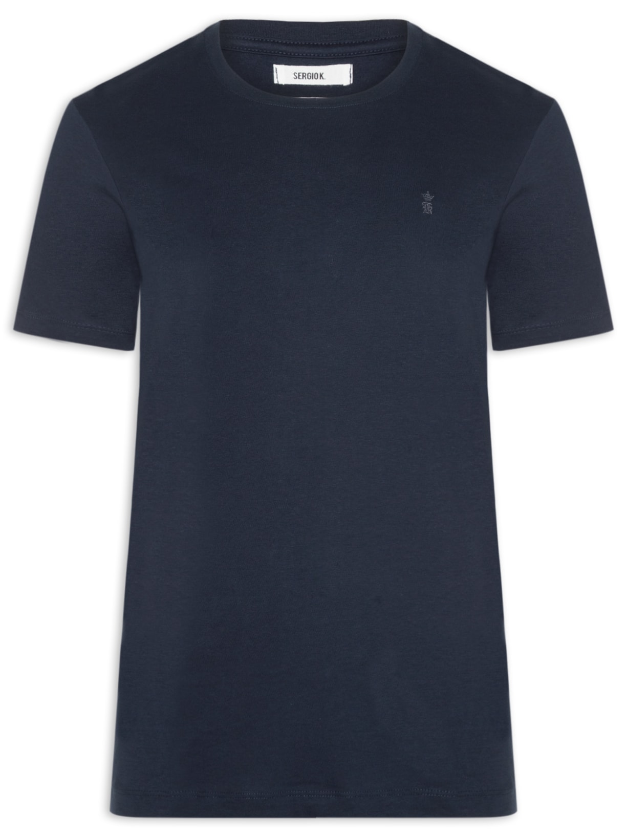 Camiseta Masculina Algodão Pima Gola Careca - Azul