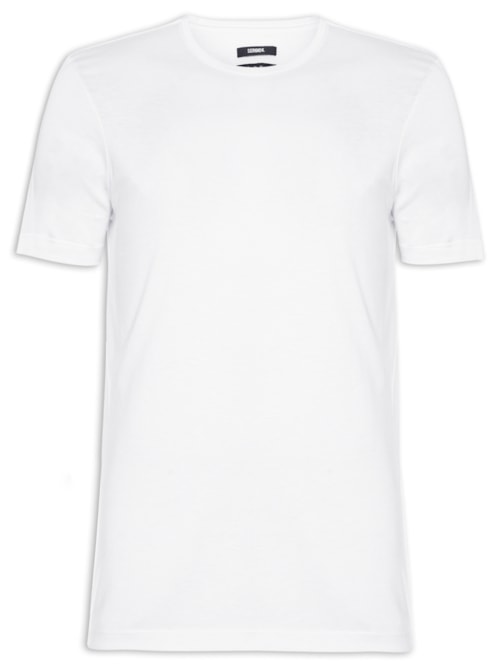 Camiseta Masculina Algodão Pima Gola Careca - Branco