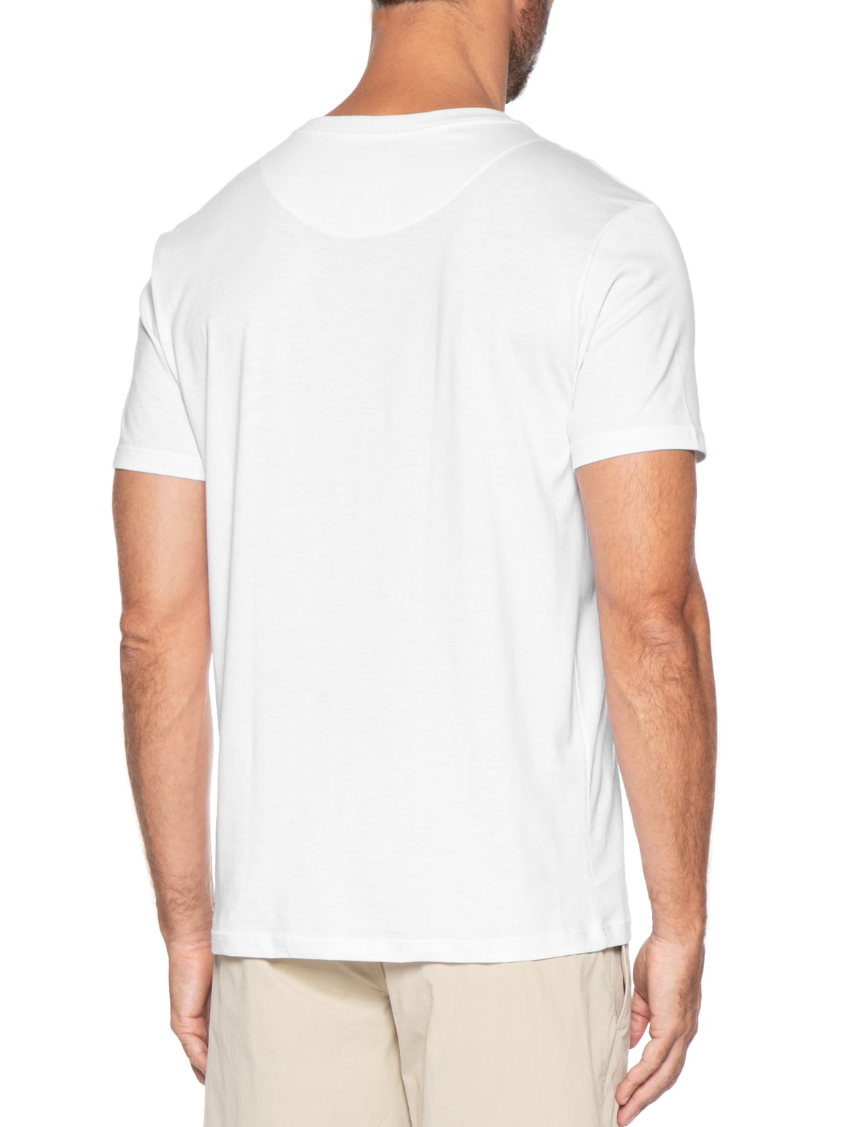 Camiseta Masculina Algodão Pima Gola Careca Branco Sergio K