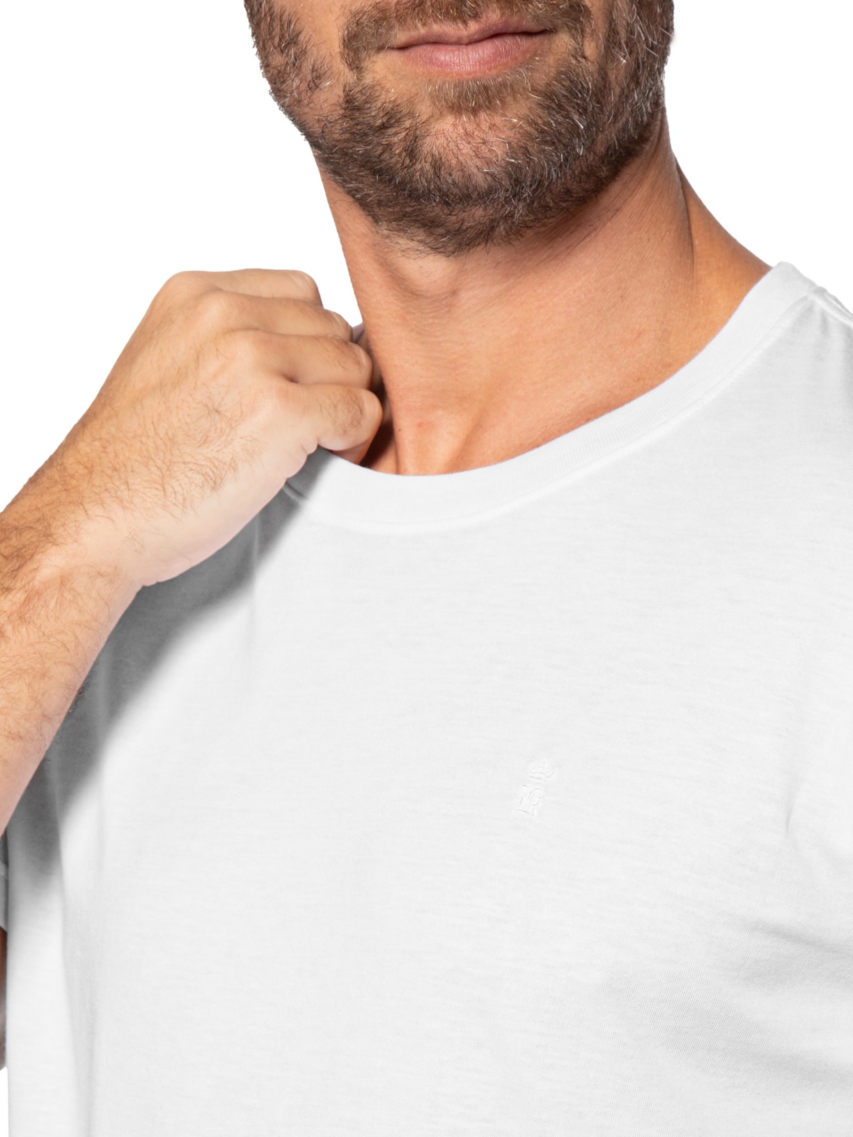 Camiseta Masculina Algodão Pima Gola Careca Branco Sergio K