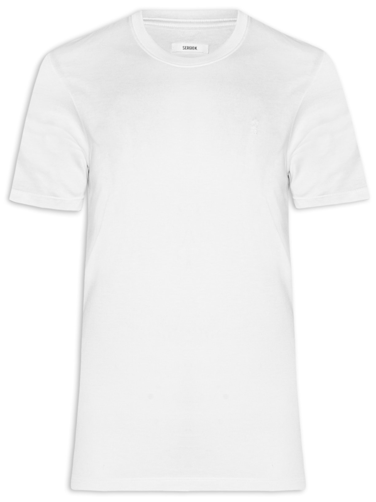 Camiseta Masculina Algodão Pima Gola Careca Branco Sergio K