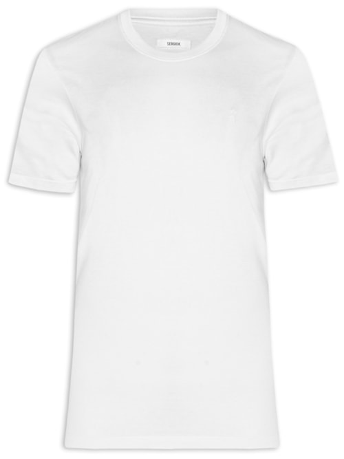 Camiseta Masculina Algodão Pima Gola Careca - Branco