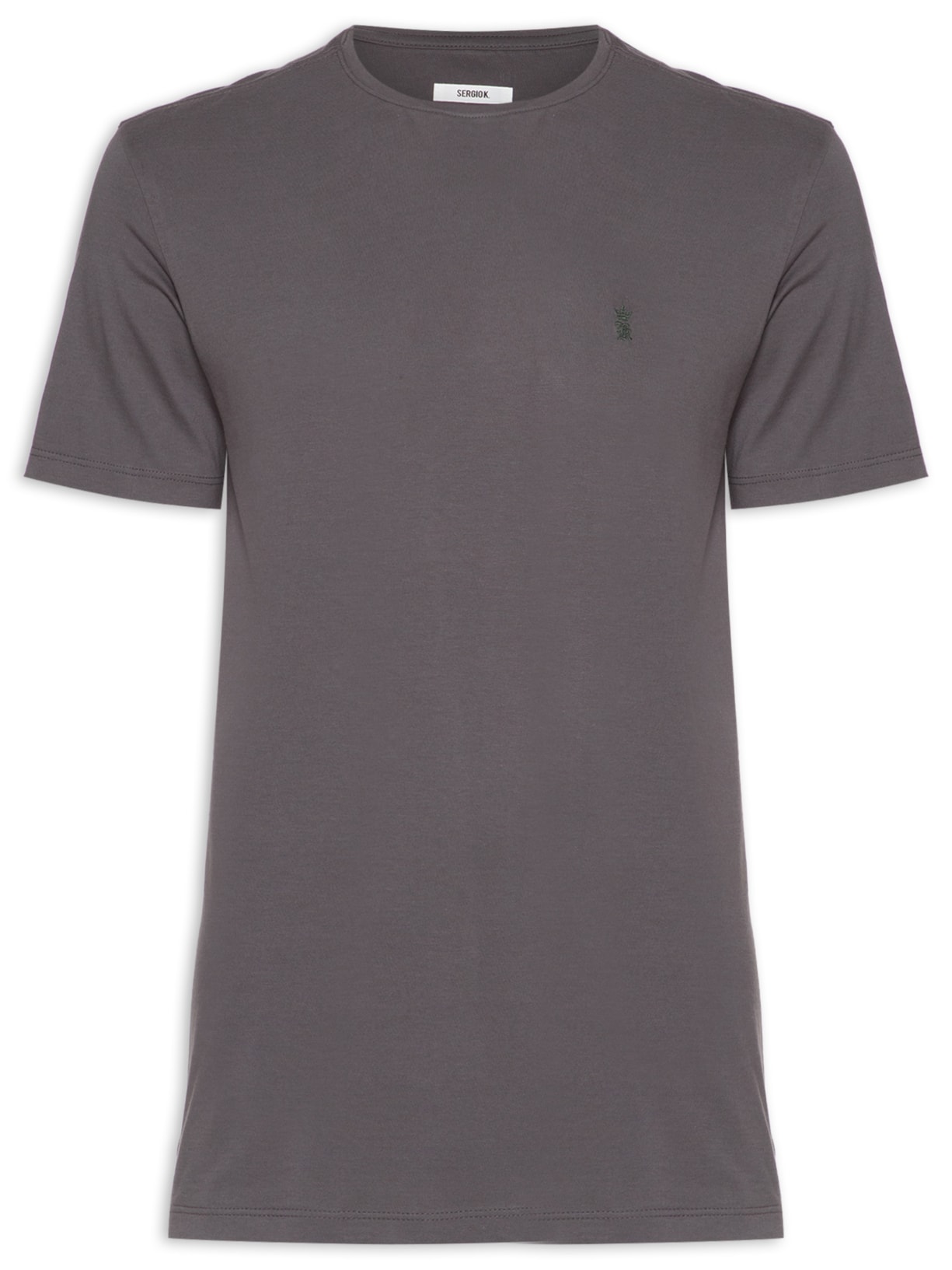 Camiseta Masculina Algodão Pima Gola Careca - Cinza