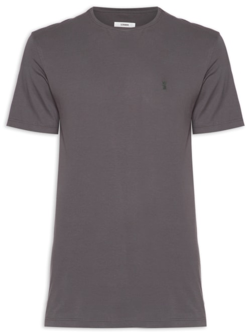 Camiseta Masculina Algodão Pima Gola Careca - Cinza