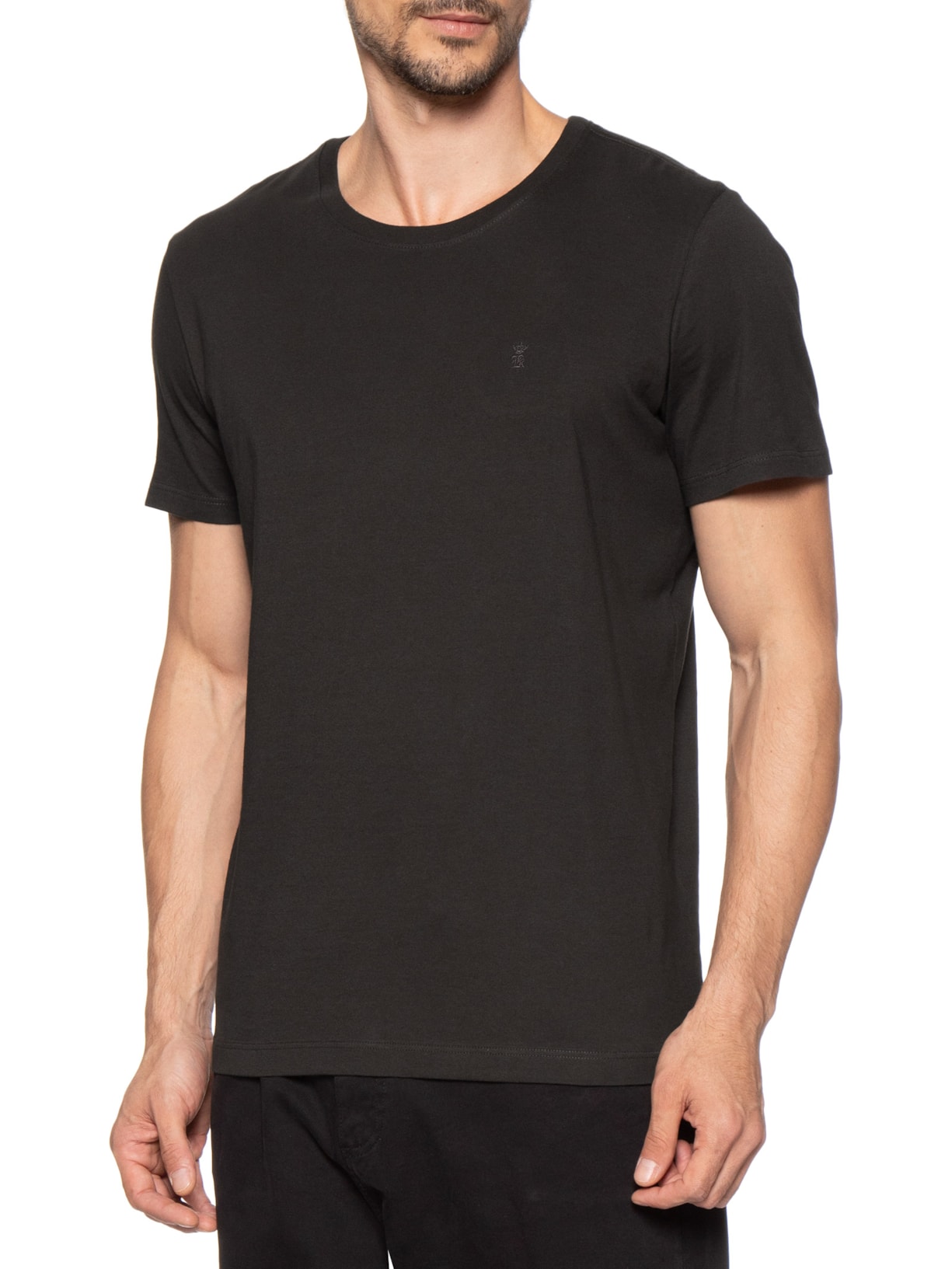 Camiseta Masculina Algodão Pima Gola Careca Marrom Sergio K