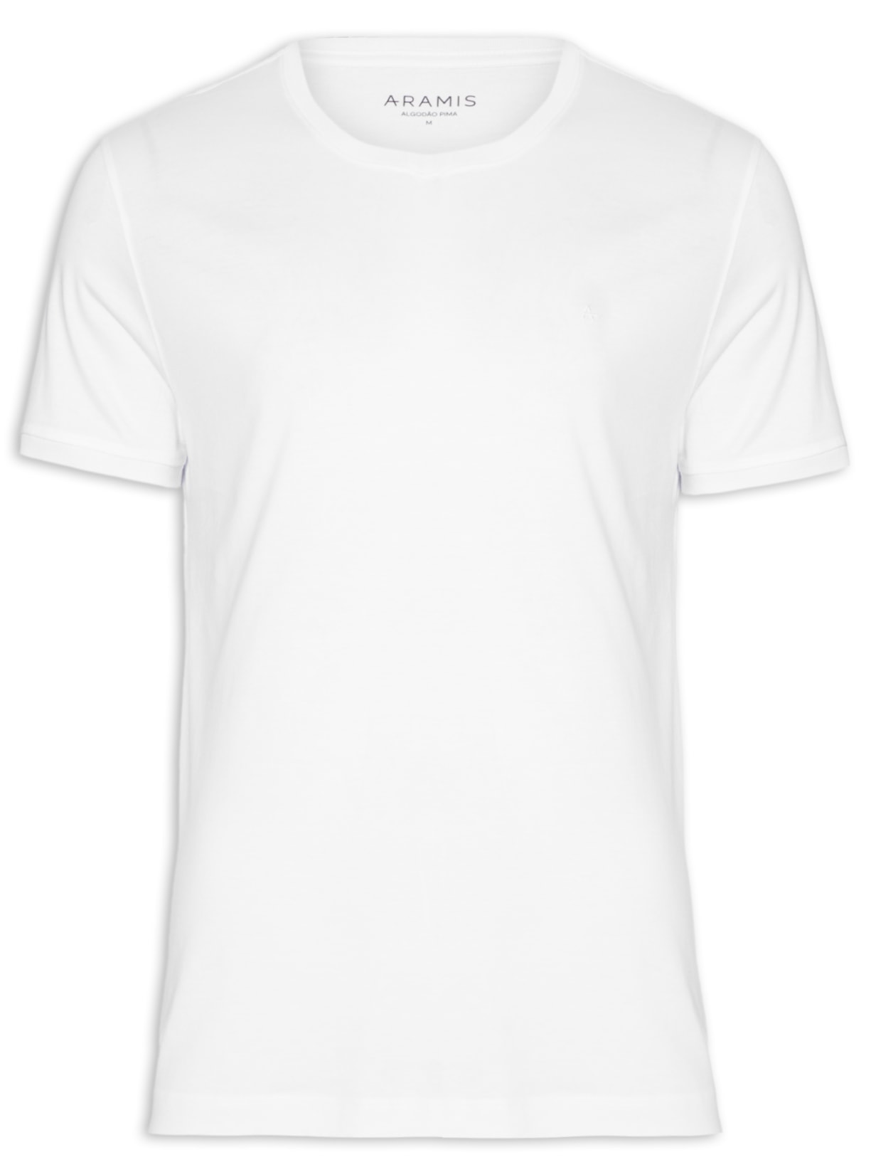 Camiseta Masculina Algodão Pima Gola V - Branco