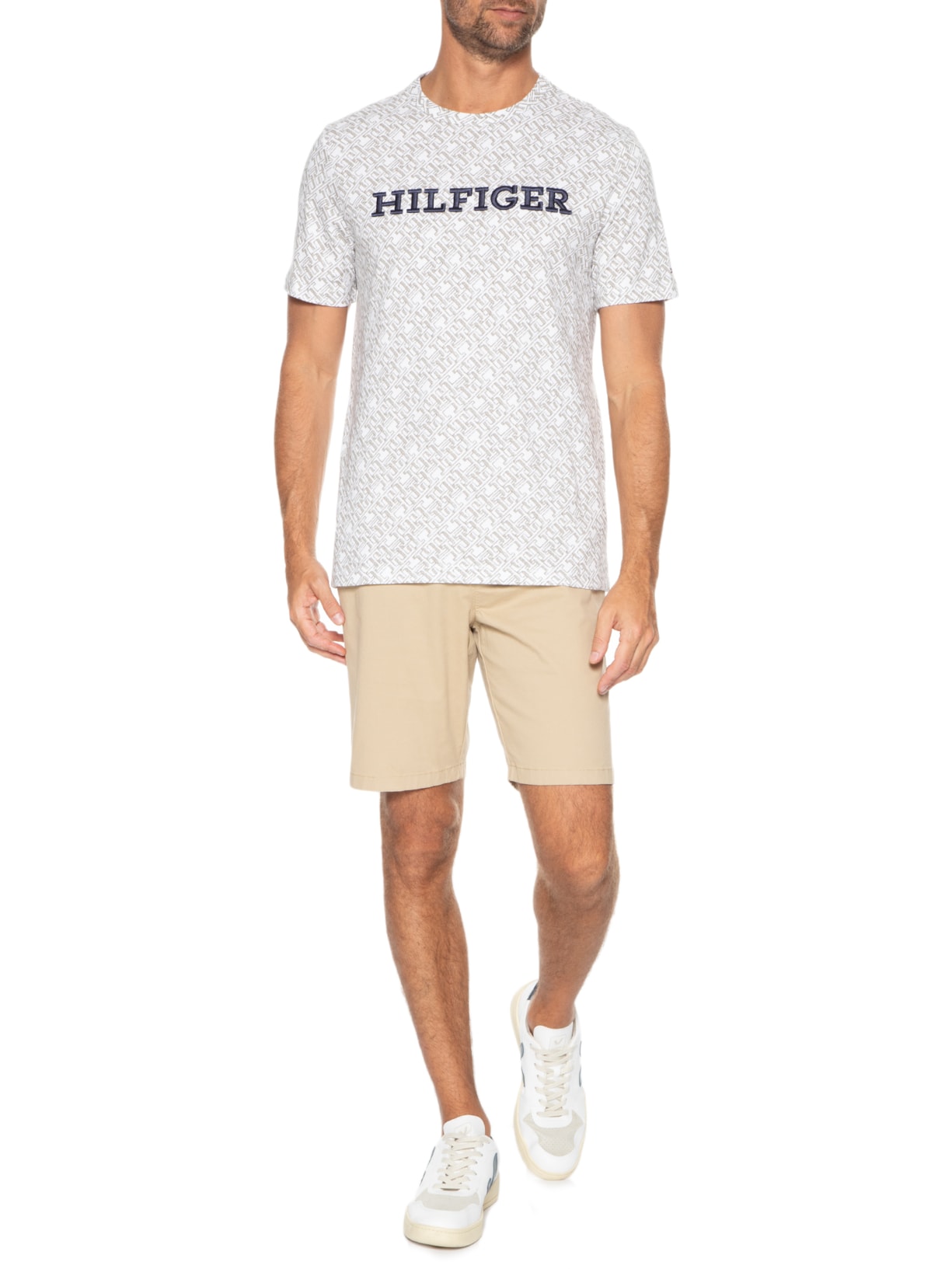 Camiseta Masculina Aop Monogram Branco Tommy Hilfiger