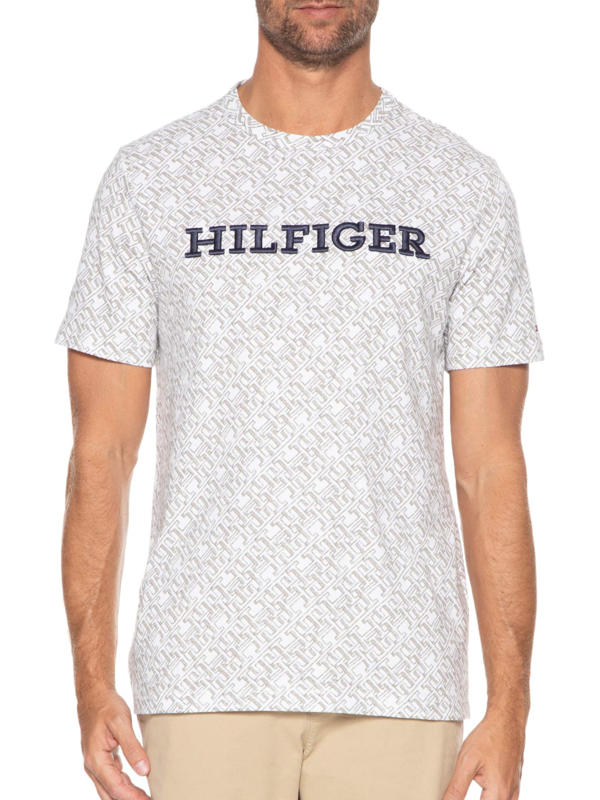 Camiseta Masculina Aop Monogram Branco Tommy Hilfiger
