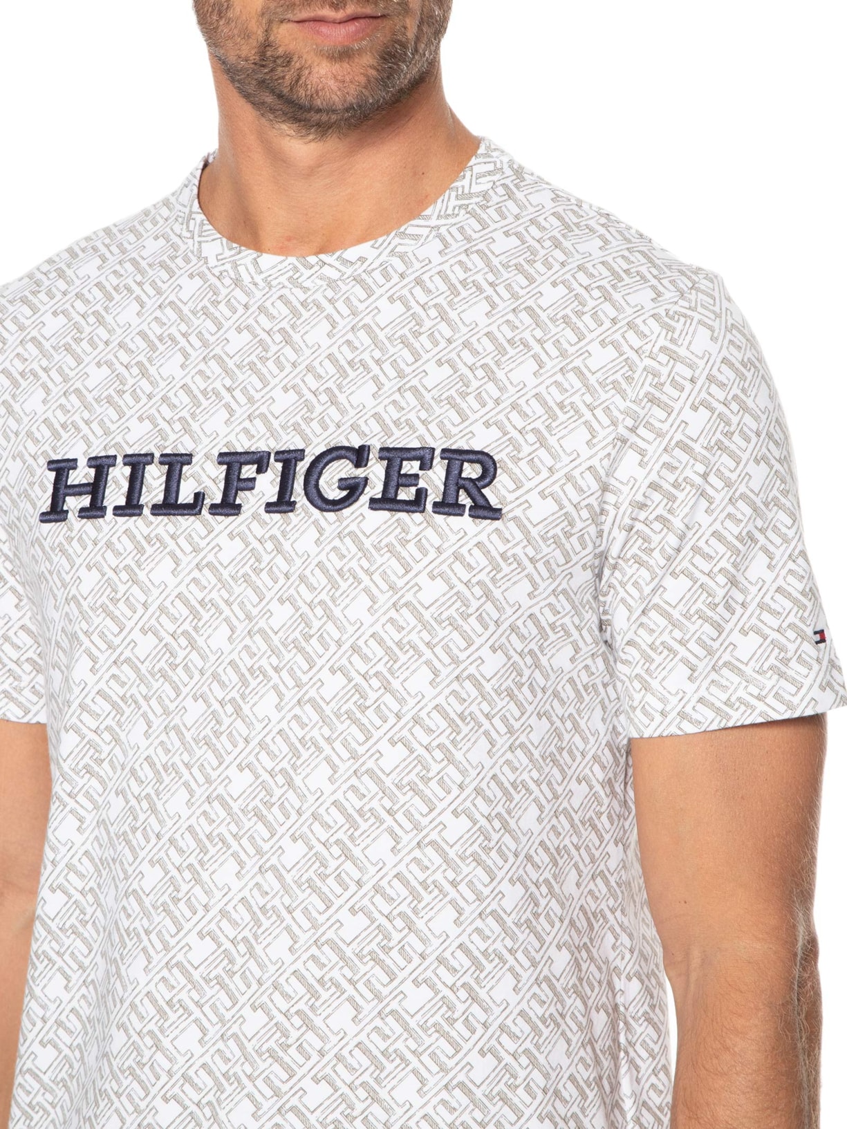Camiseta Masculina Aop Monogram Branco Tommy Hilfiger