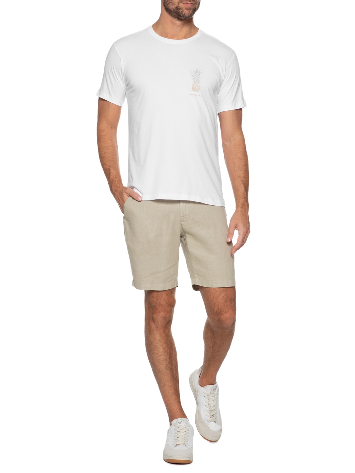 Camiseta Masculina Aquarela Abacaxi Branco Pineapple