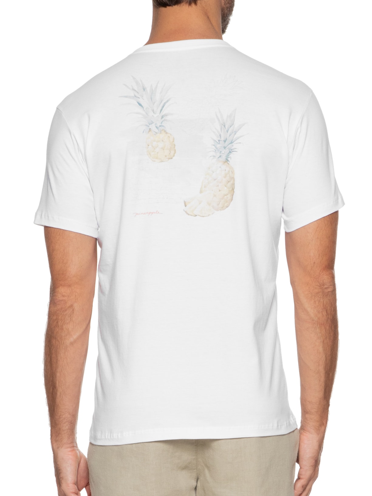 Camiseta Masculina Aquarela Abacaxi Branco Pineapple