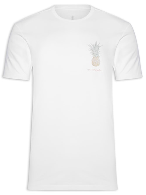 Camiseta Masculina Aquarela Abacaxi - Branco