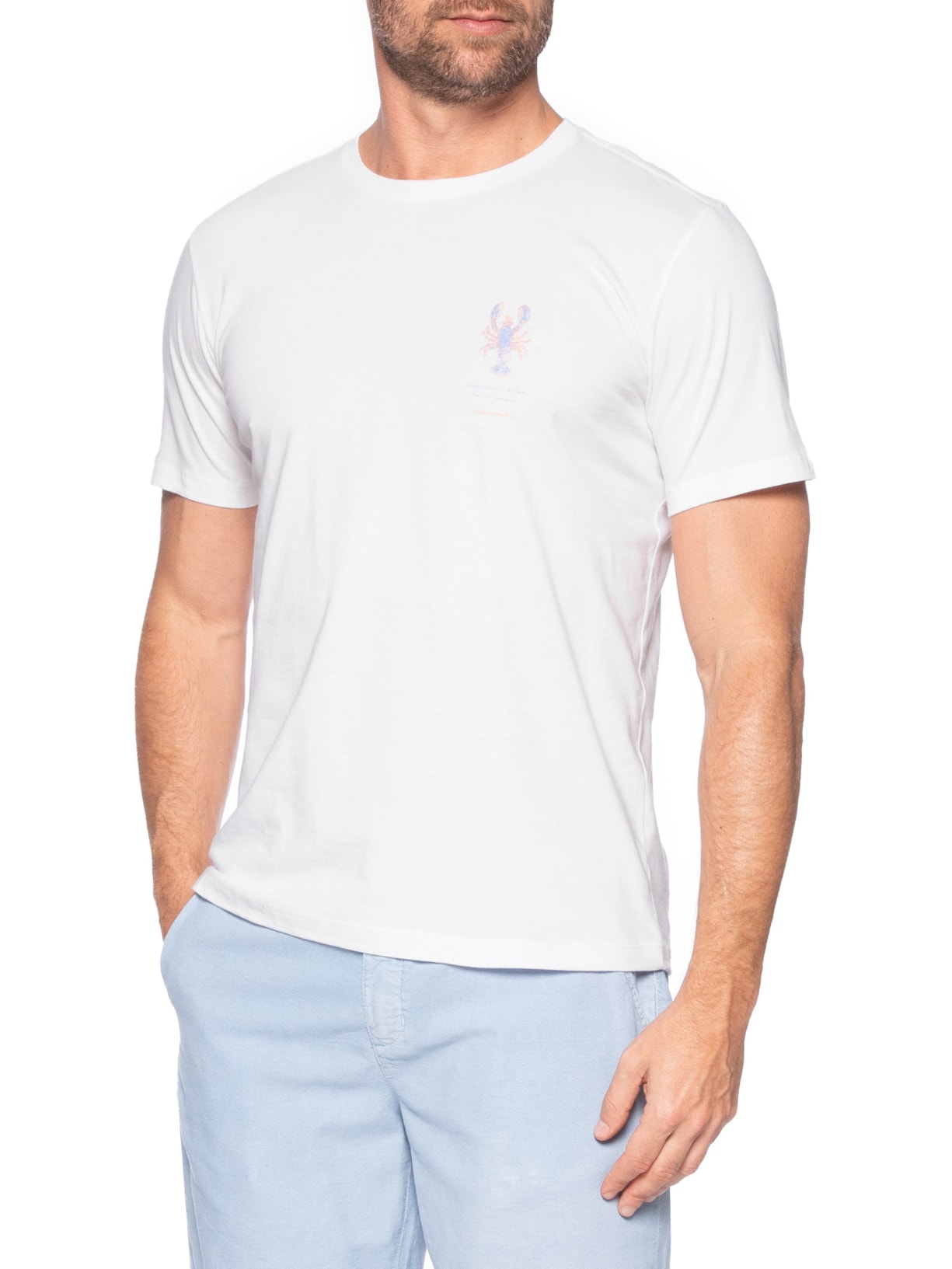 Camiseta Masculina Aquarela Lagosta Branco Pineapple