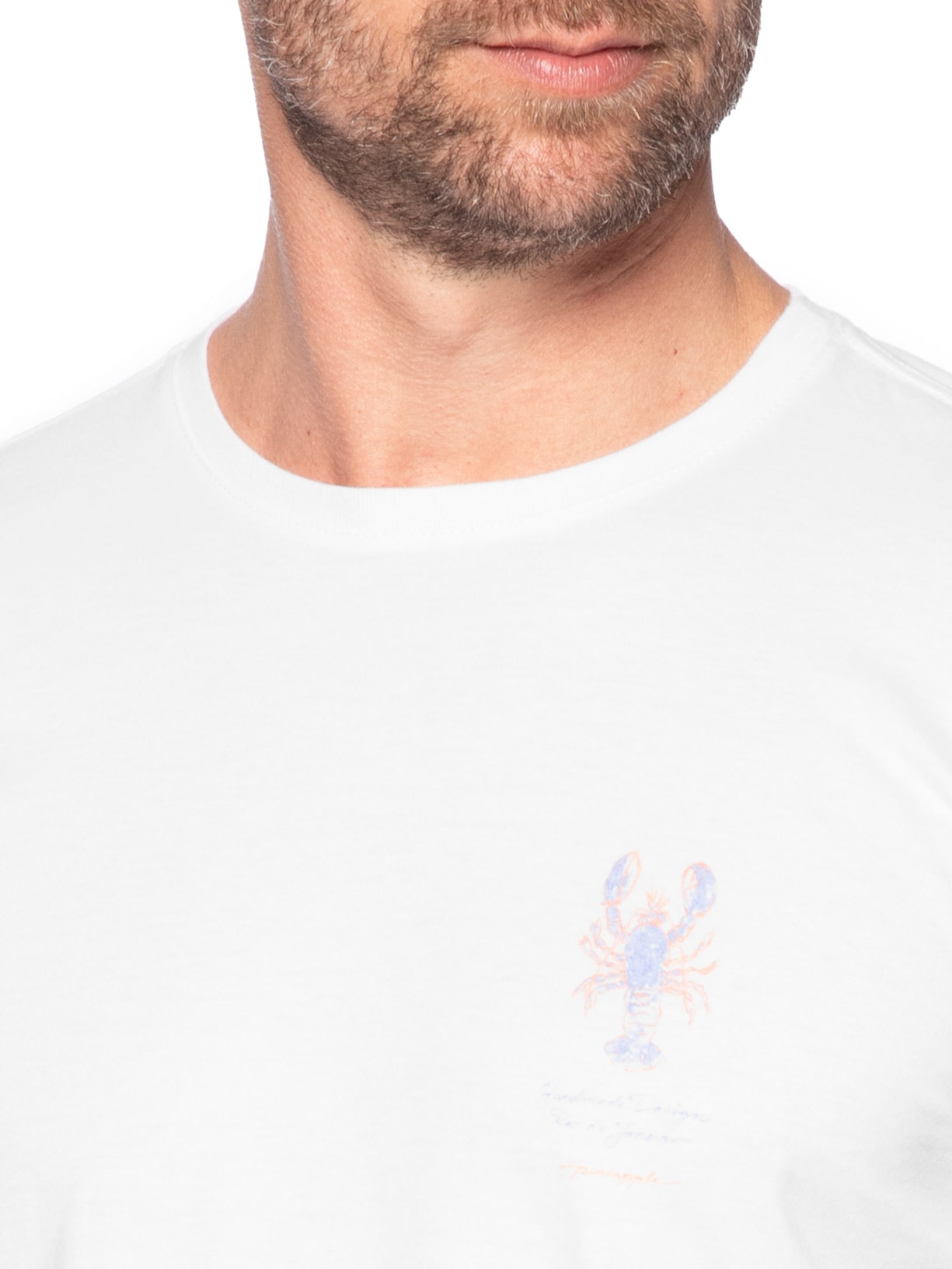 Camiseta Masculina Aquarela Lagosta Branco Pineapple