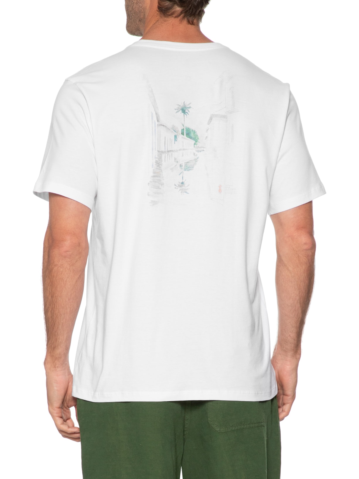 Camiseta Masculina Aquarela Paraty Branco Pineapple