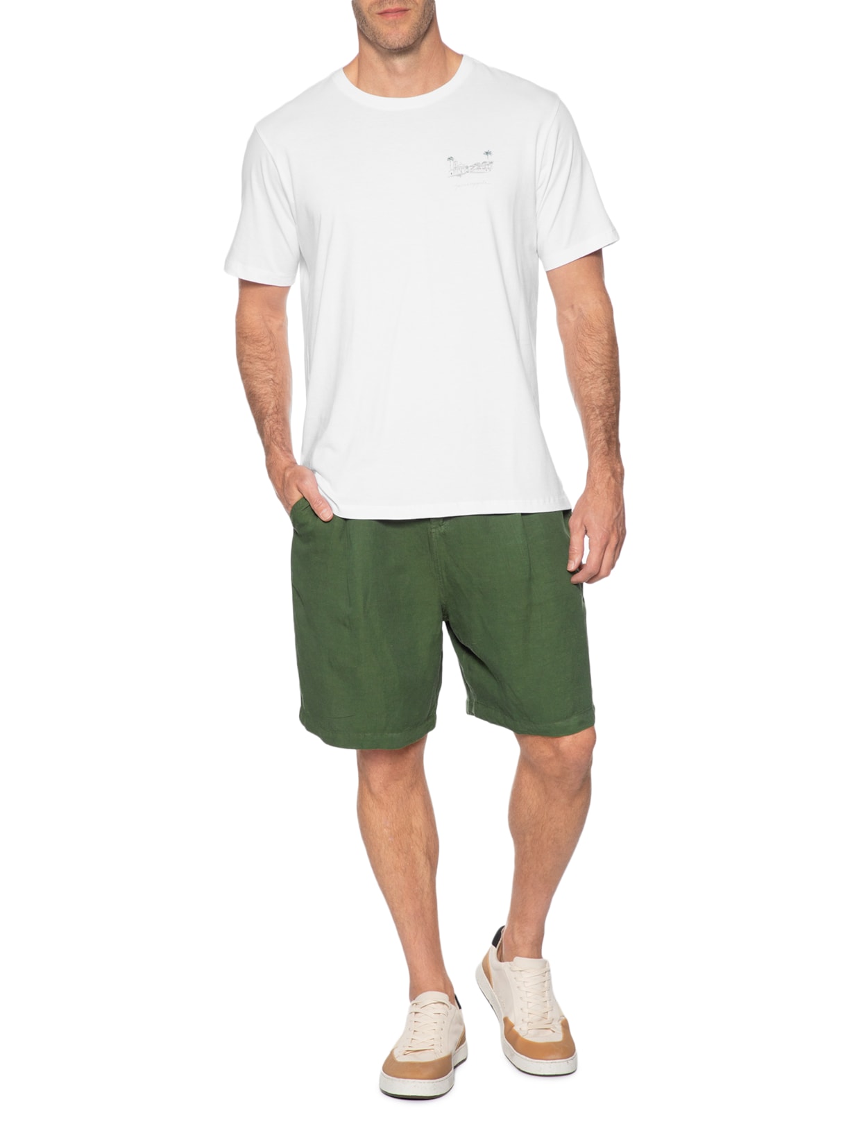 Camiseta Masculina Aquarela Paraty Branco Pineapple