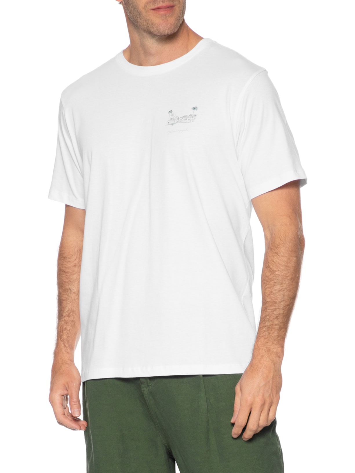 Camiseta Masculina Aquarela Paraty Branco Pineapple