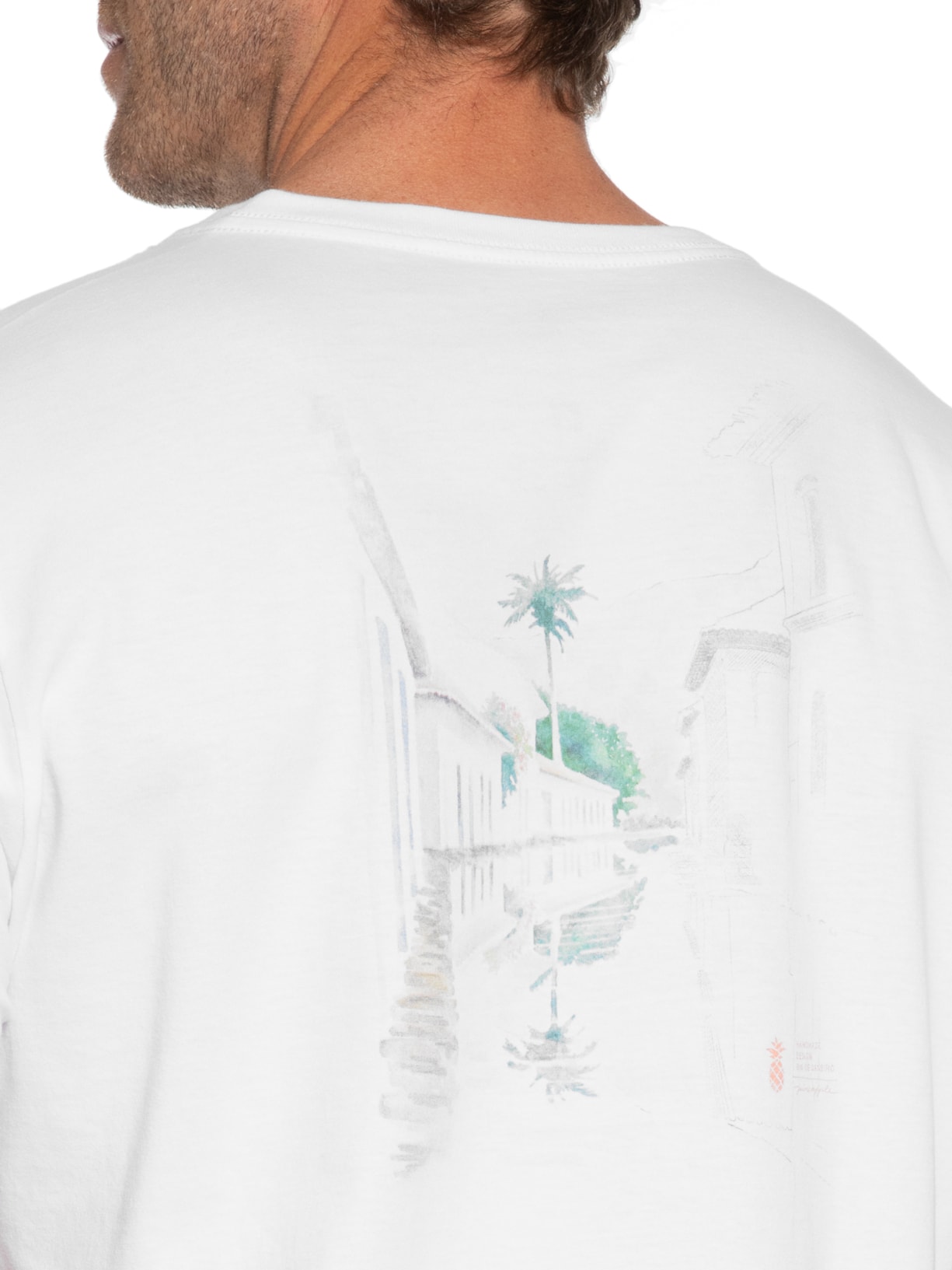 Camiseta Masculina Aquarela Paraty Branco Pineapple