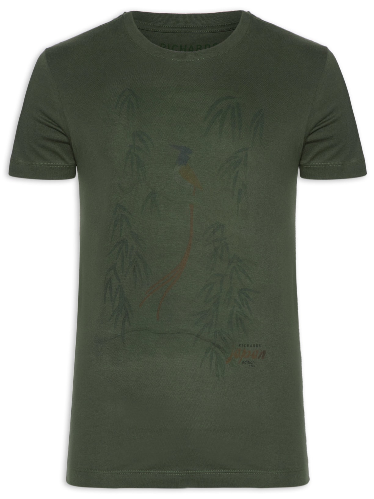 Camiseta Masculina Aquarela Pássaro - Verde