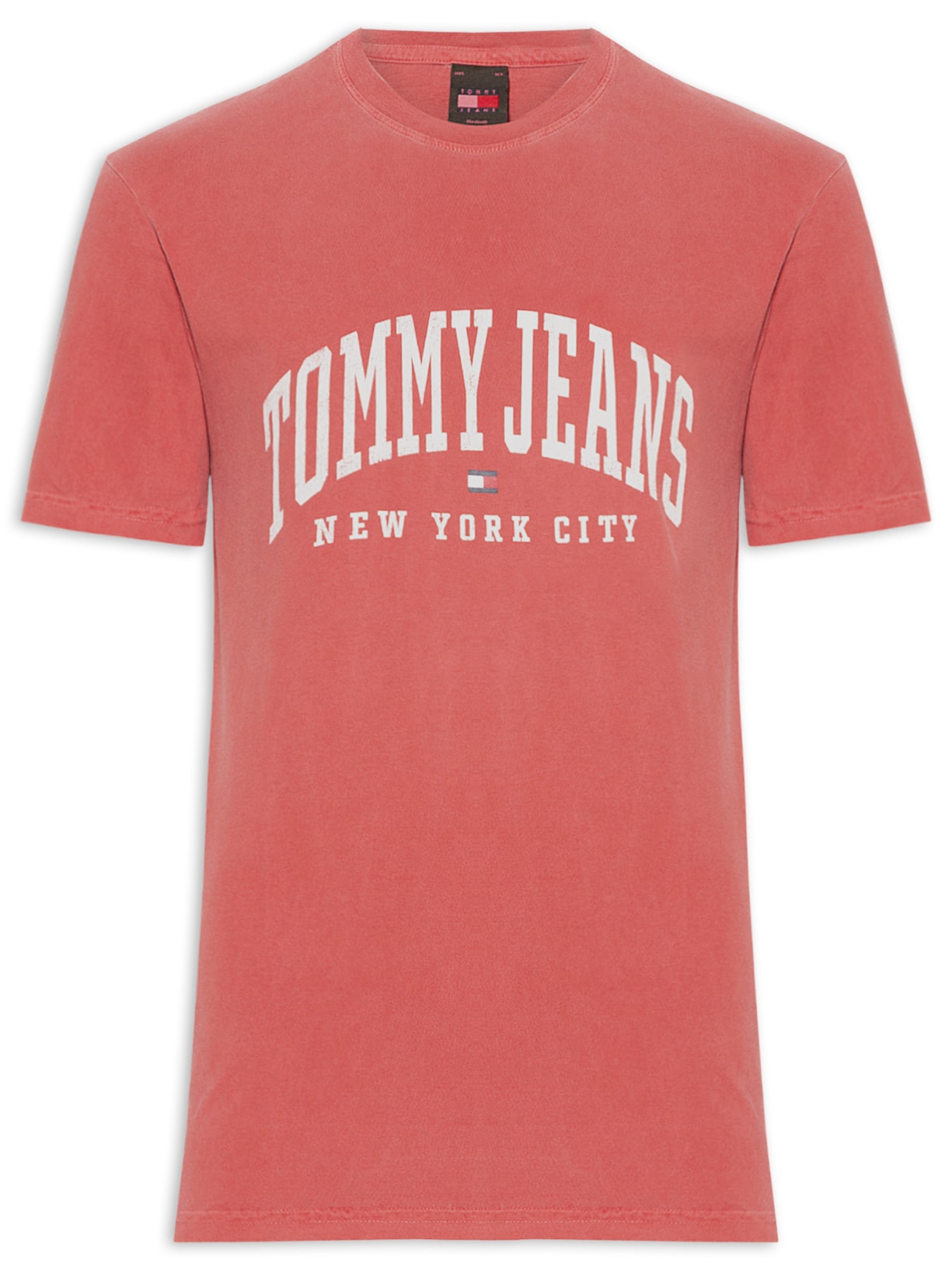 Camiseta Masculina Arc Regular Fit em Algodão Lavado - Vermelho