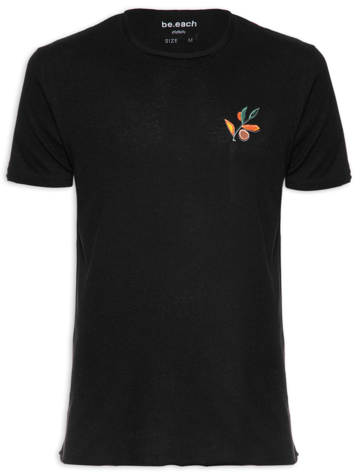 Camiseta Masculina Areal Flor Bolso - Preto