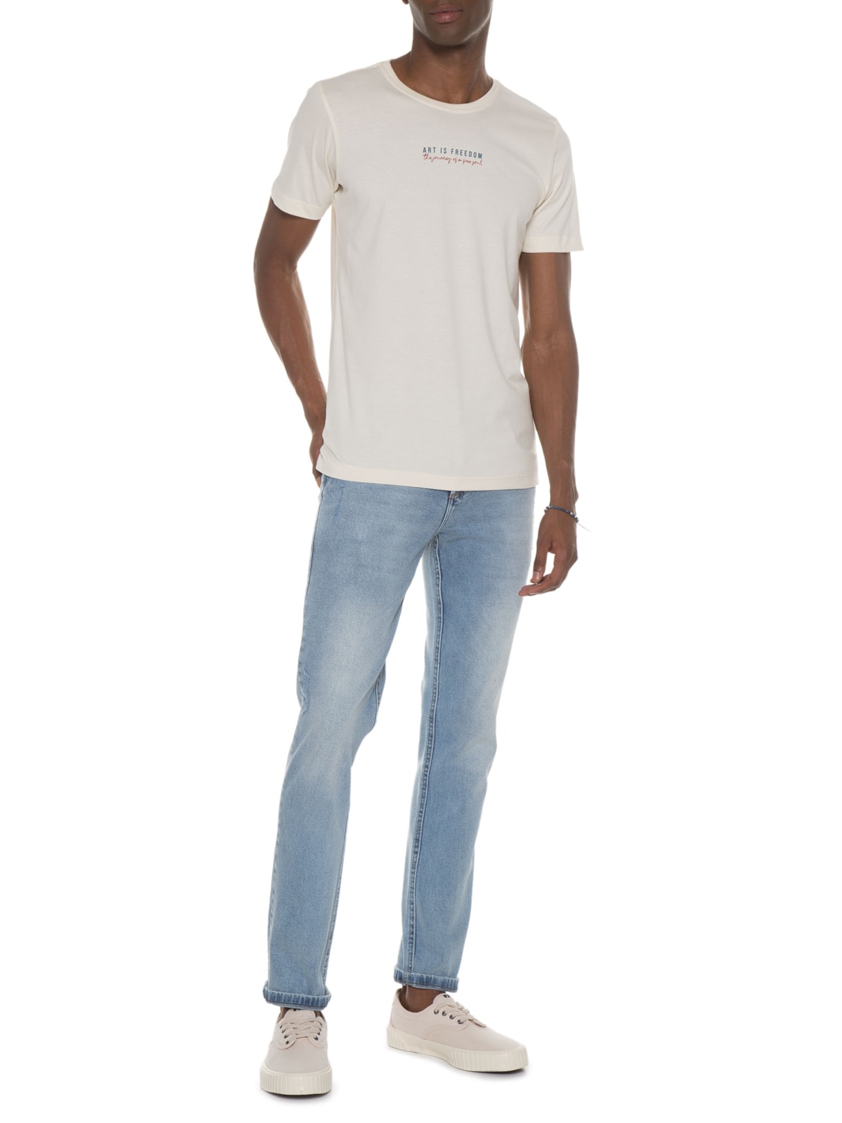 Camiseta Masculina Art Is Freedom Natural Off White Urbô