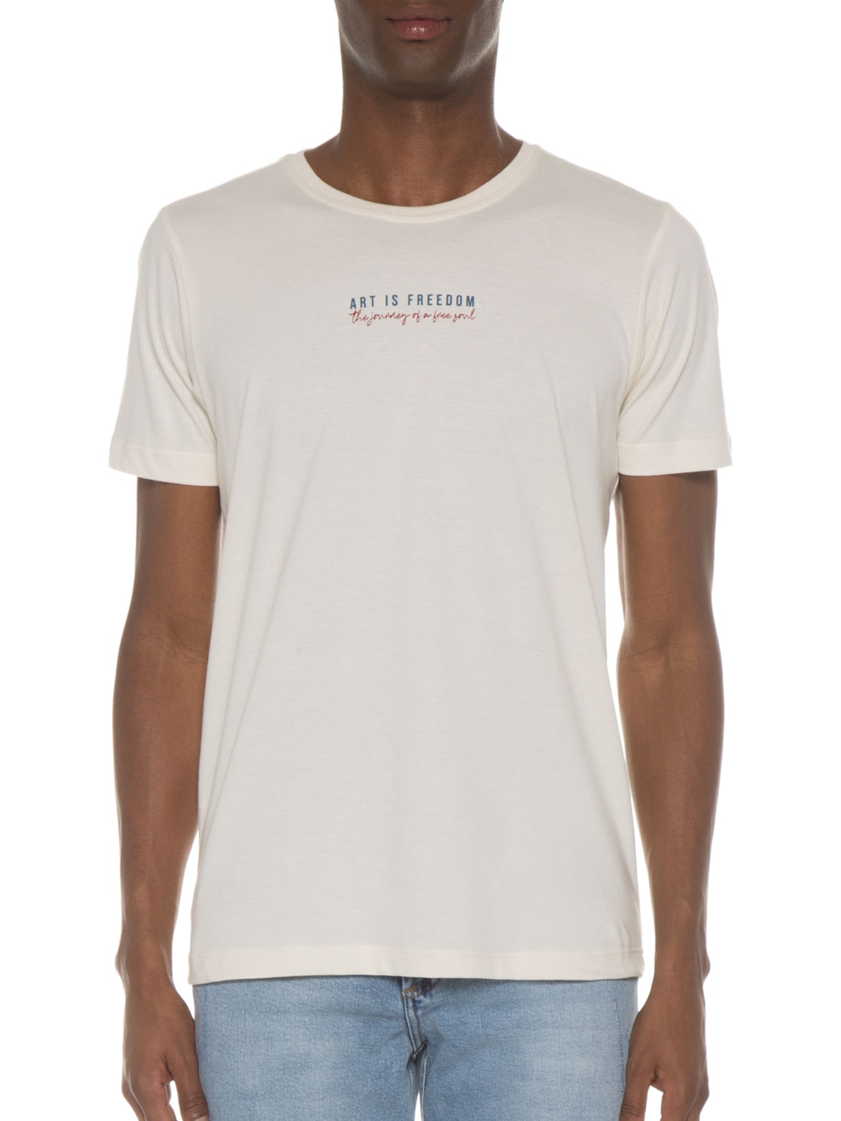 Camiseta Masculina Art Is Freedom Natural Off White Urbô