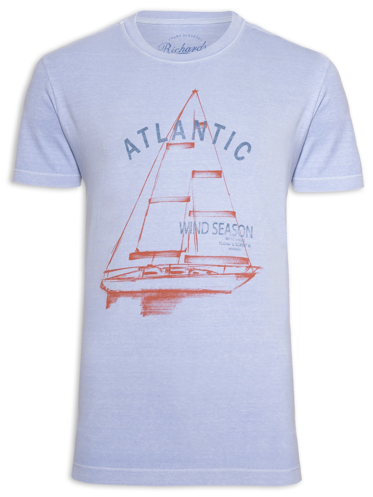 Camiseta Masculina Atlantic Stone - Azul
